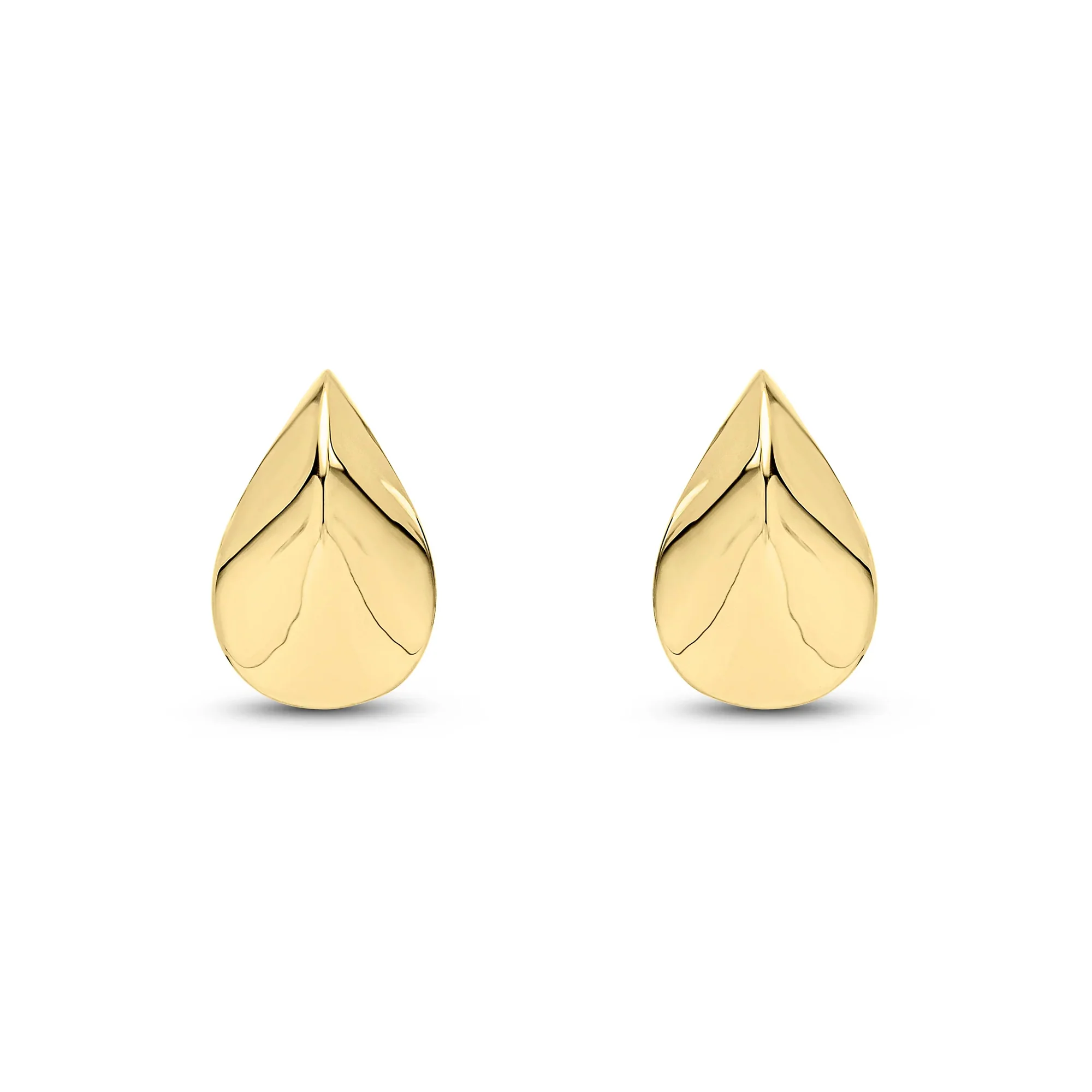 Ridged Pear Shaped 9ct Yellow Gold Stud Earrings - Image 2