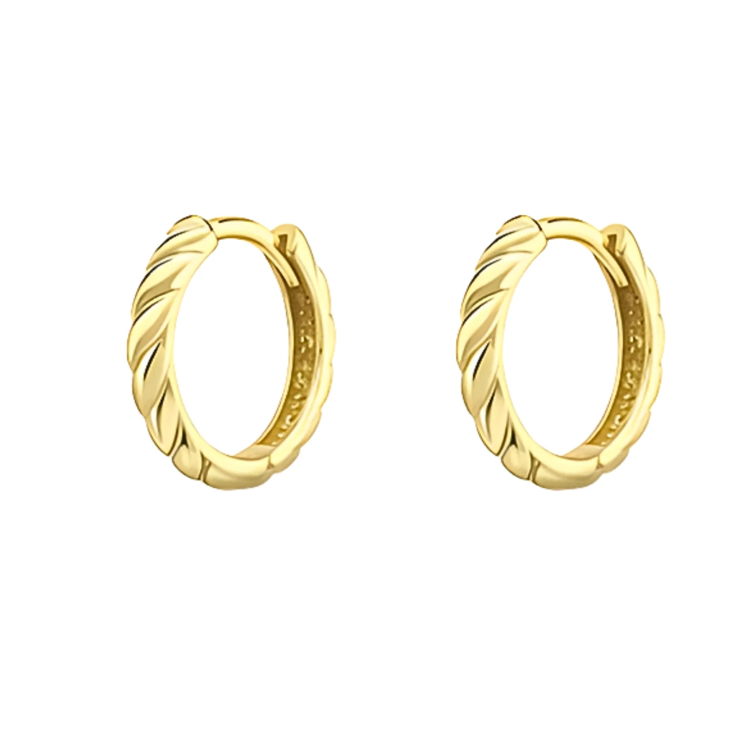 Rope Design 9ct Yellow Gold 12mm Hoop Earrings - Image 2