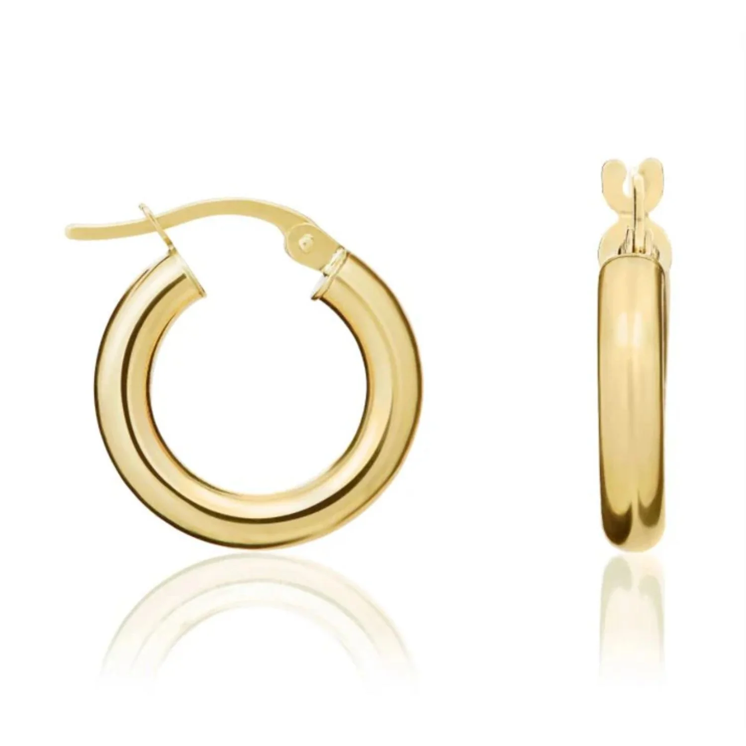 Round 9ct Yellow Gold Hoop Earrings - Image 2