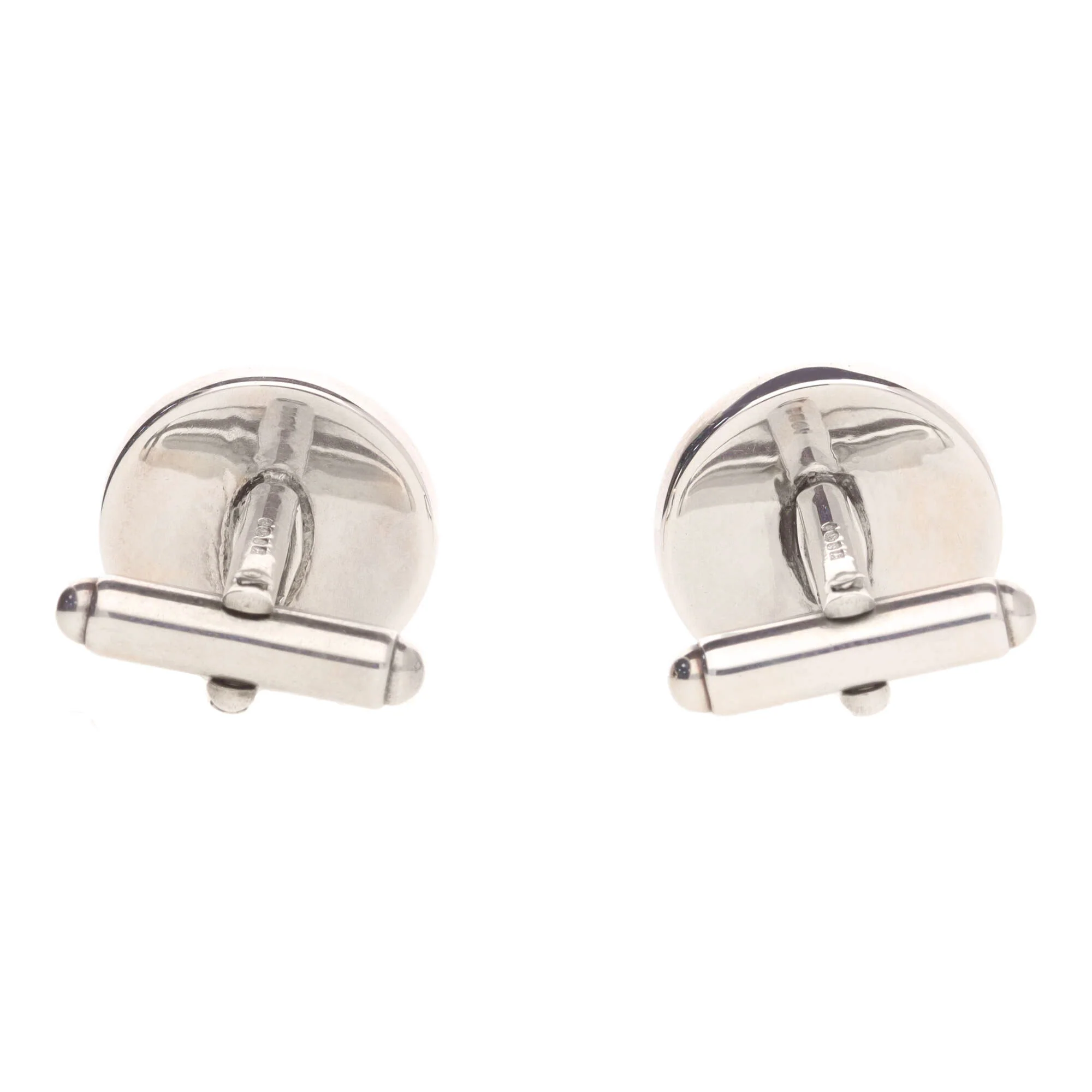 Round Black and Purple Enamel Silver Cufflinks - Image 3