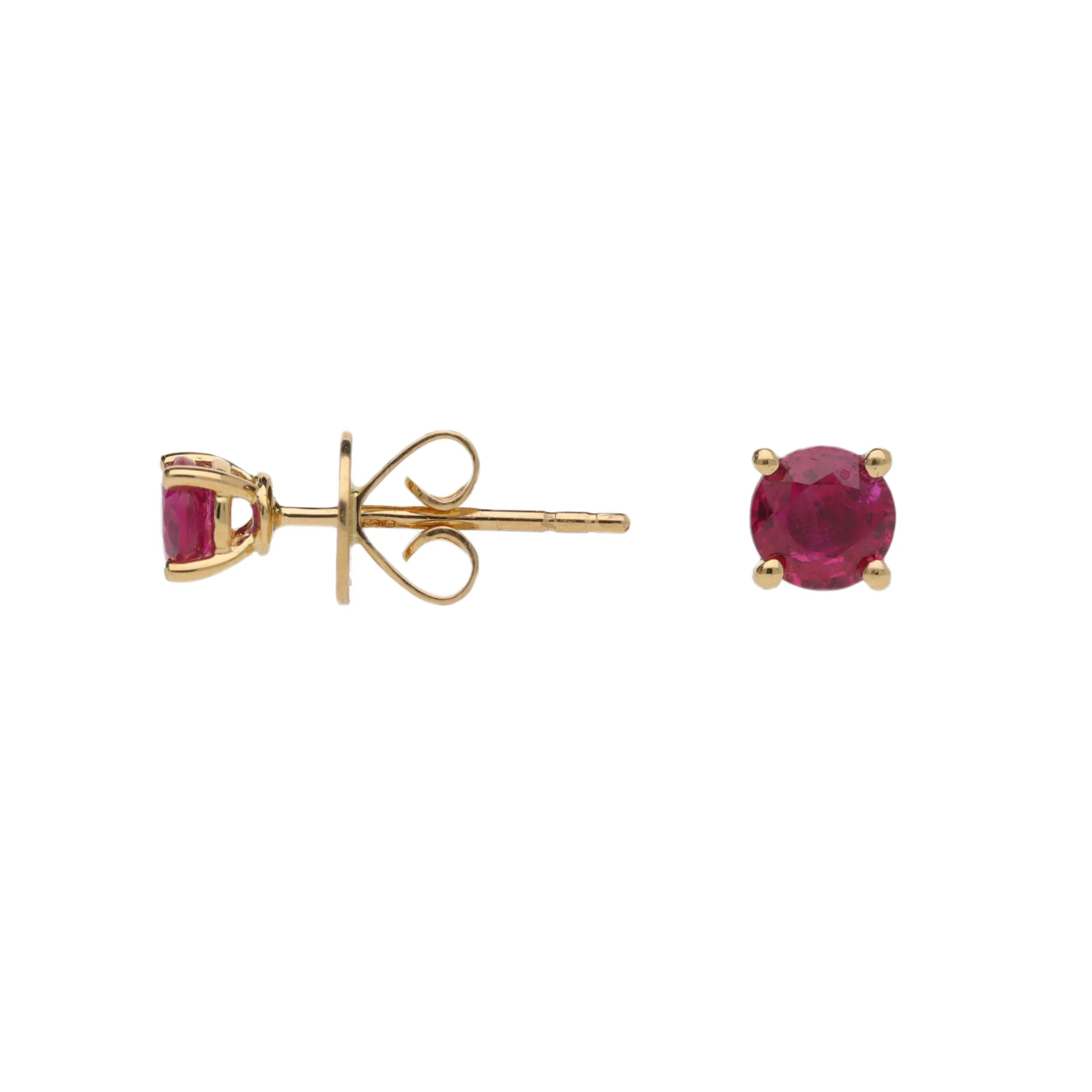 Ruby 0.66ct 18ct Yellow Gold Stud Earrings - Image 2