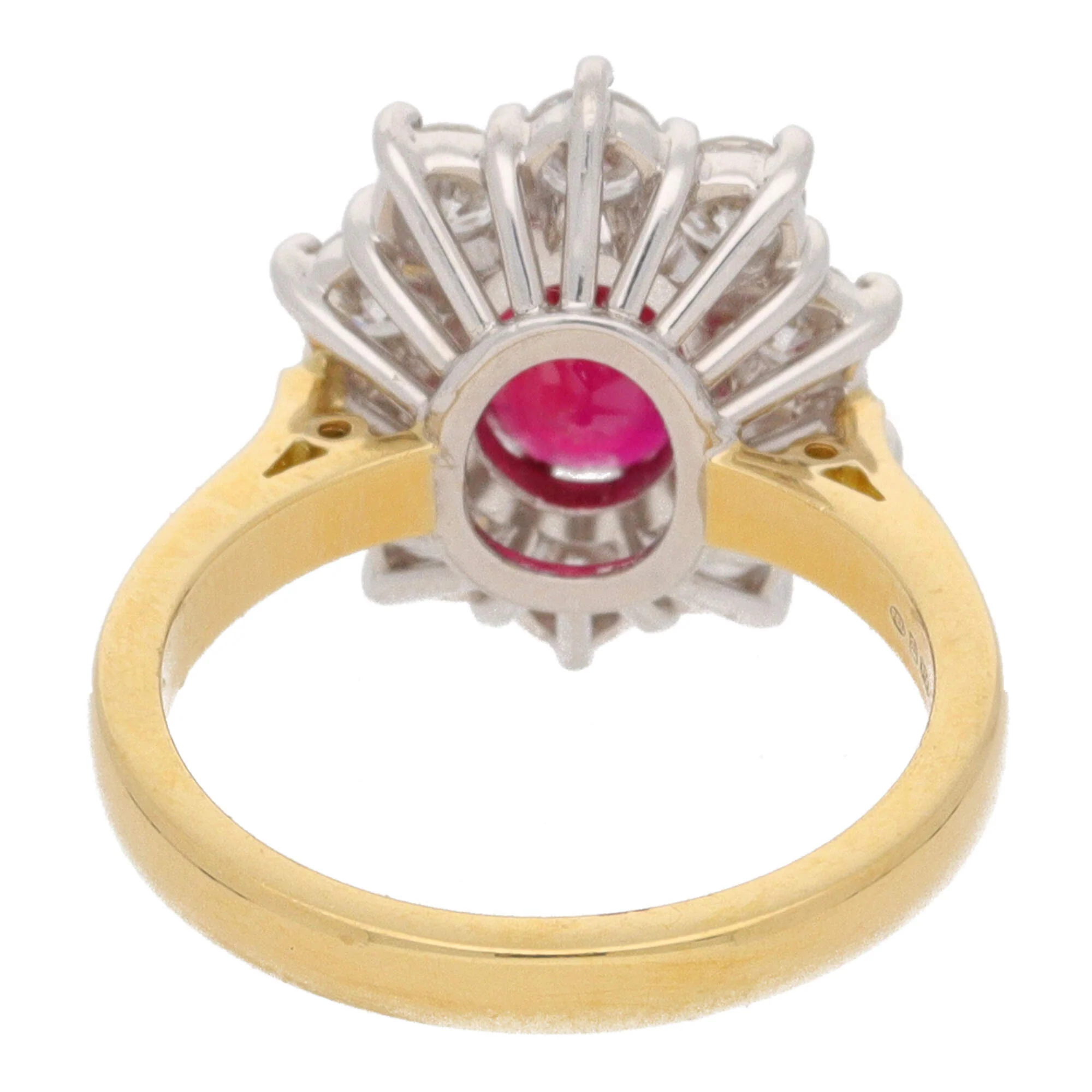 Ruby and Diamond 1.02ct Oval 18ct Yellow Gold Cluster Ring - Image 4