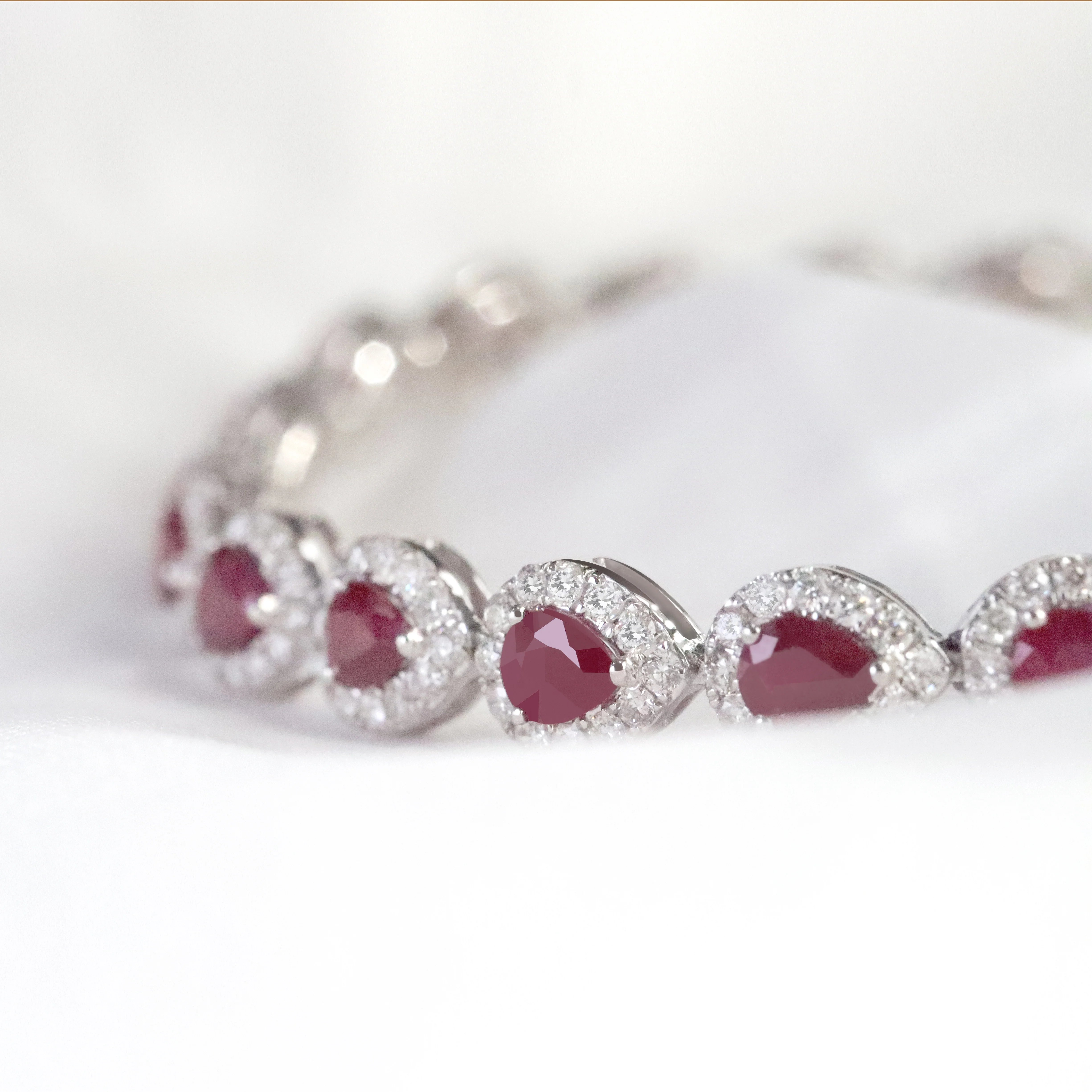 Ruby and Diamond 18ct White Gold Cluster Bracelet - Image 2