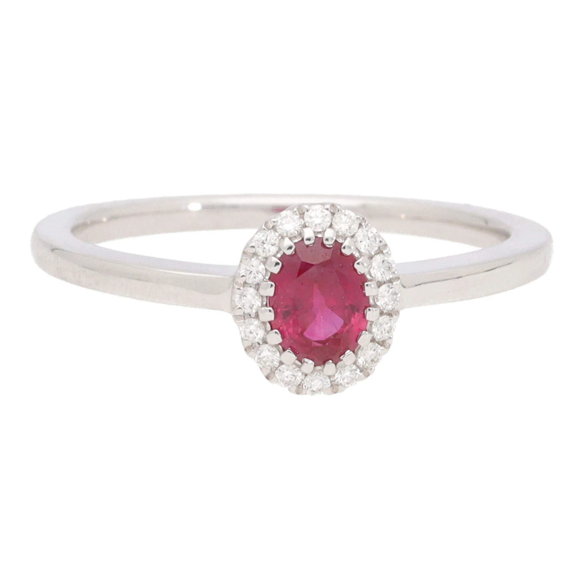 Ruby and Diamond 18ct White Gold Cluster Ring (N) - Image 2