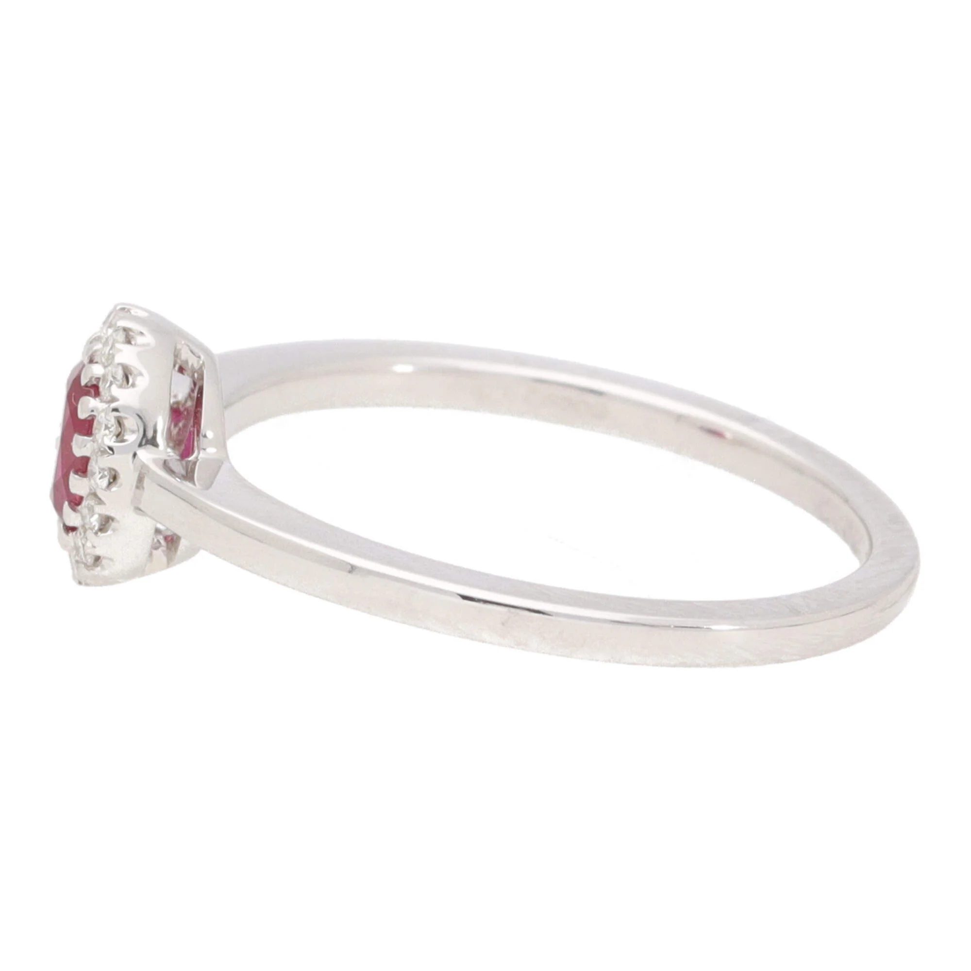 Ruby and Diamond 18ct White Gold Cluster Ring (N) - Image 3