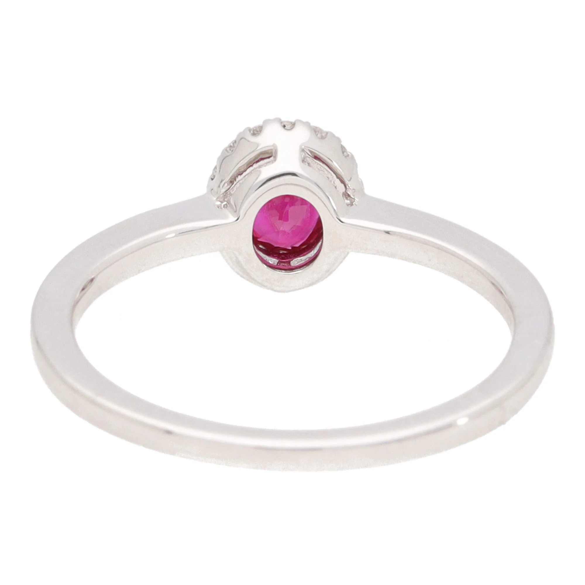 Ruby and Diamond 18ct White Gold Cluster Ring (N) - Image 5
