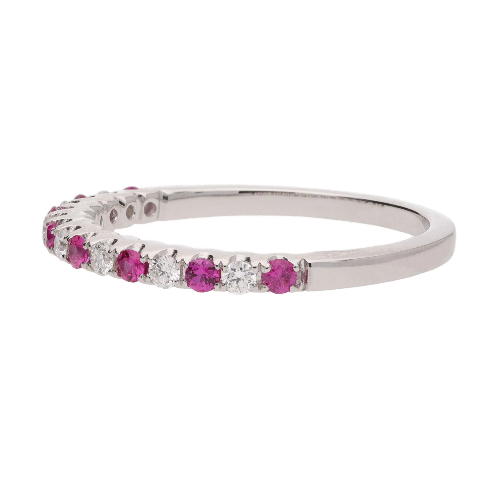 Ruby and Diamond 18ct White Gold Half Eternity Ring - Image 3