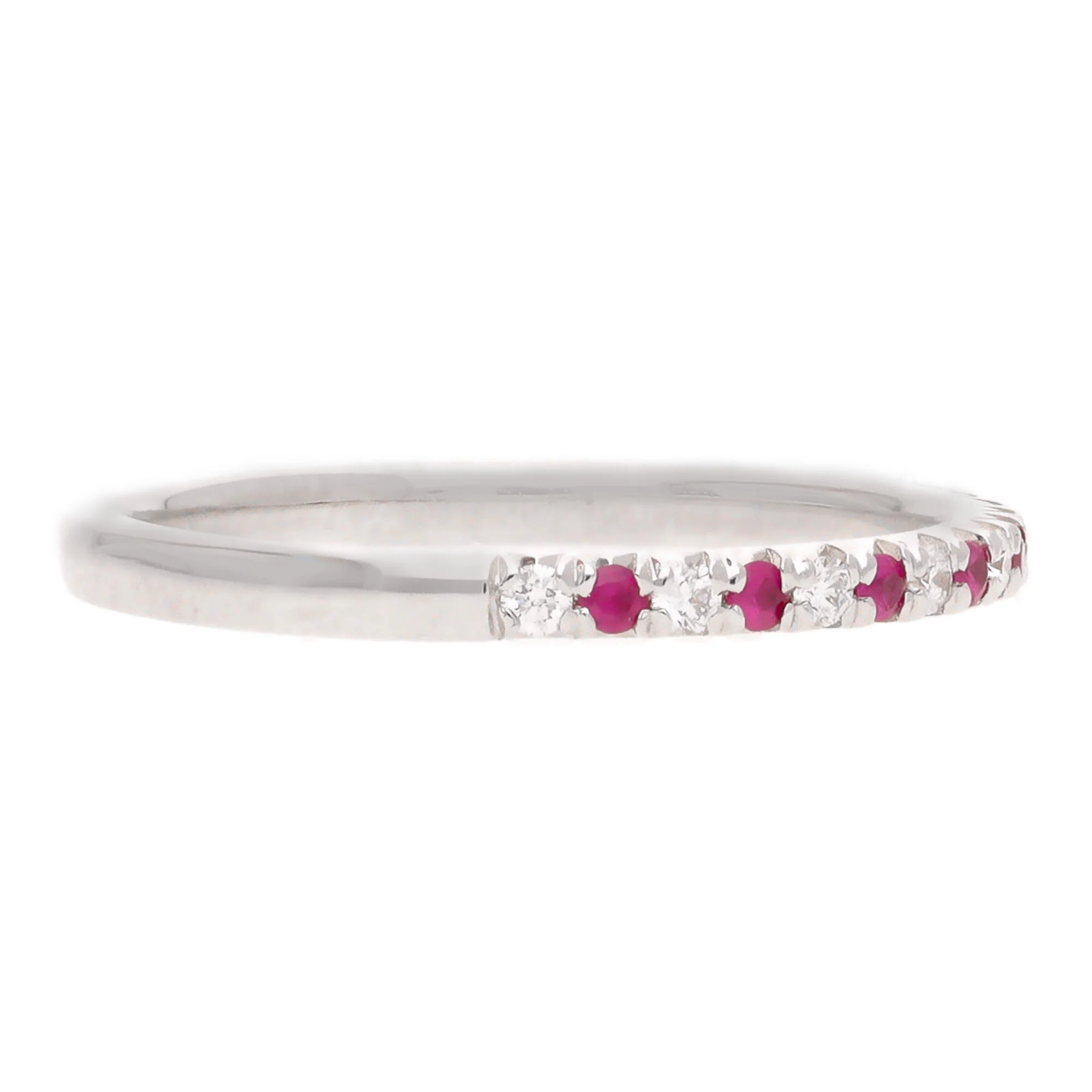 Ruby and Diamond 18ct White Gold Half Eternity Ring (O) - Image 5