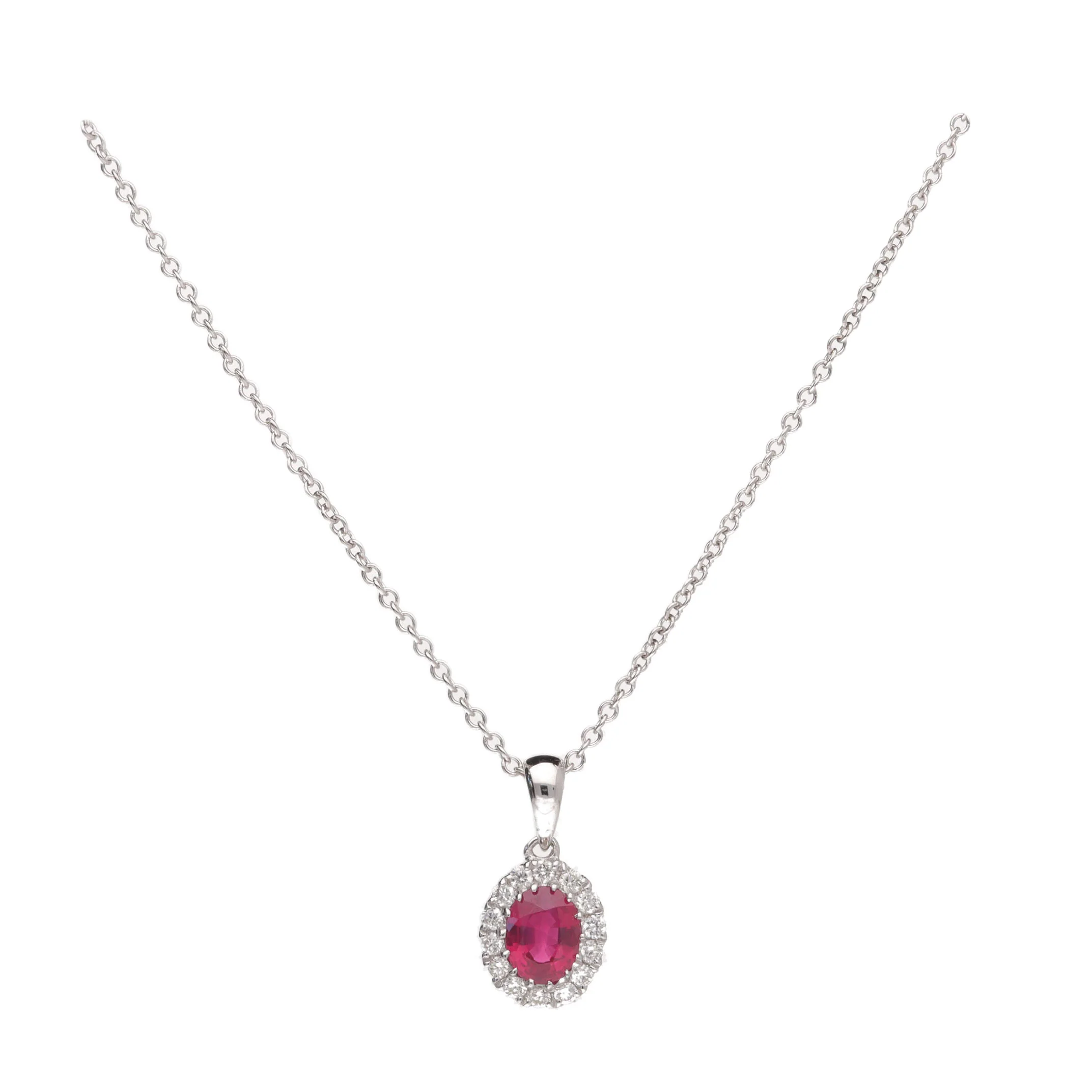 Ruby and Diamond 18ct White Gold Necklace - Image 2