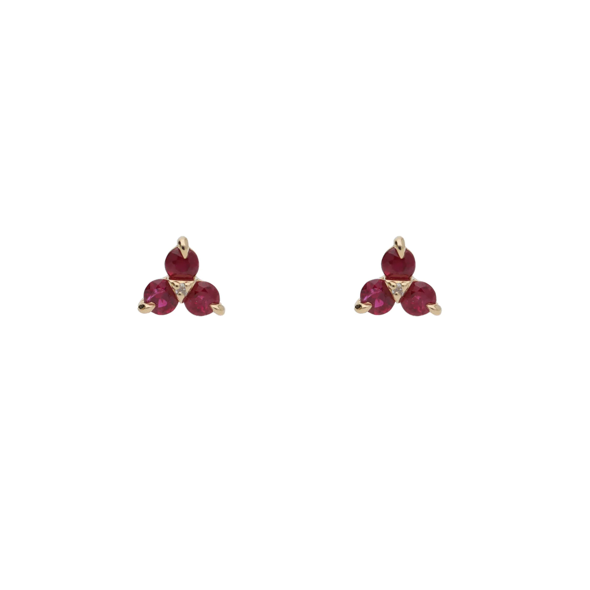 Ruby and Diamond 9ct Yellow Gold Stud Earrings