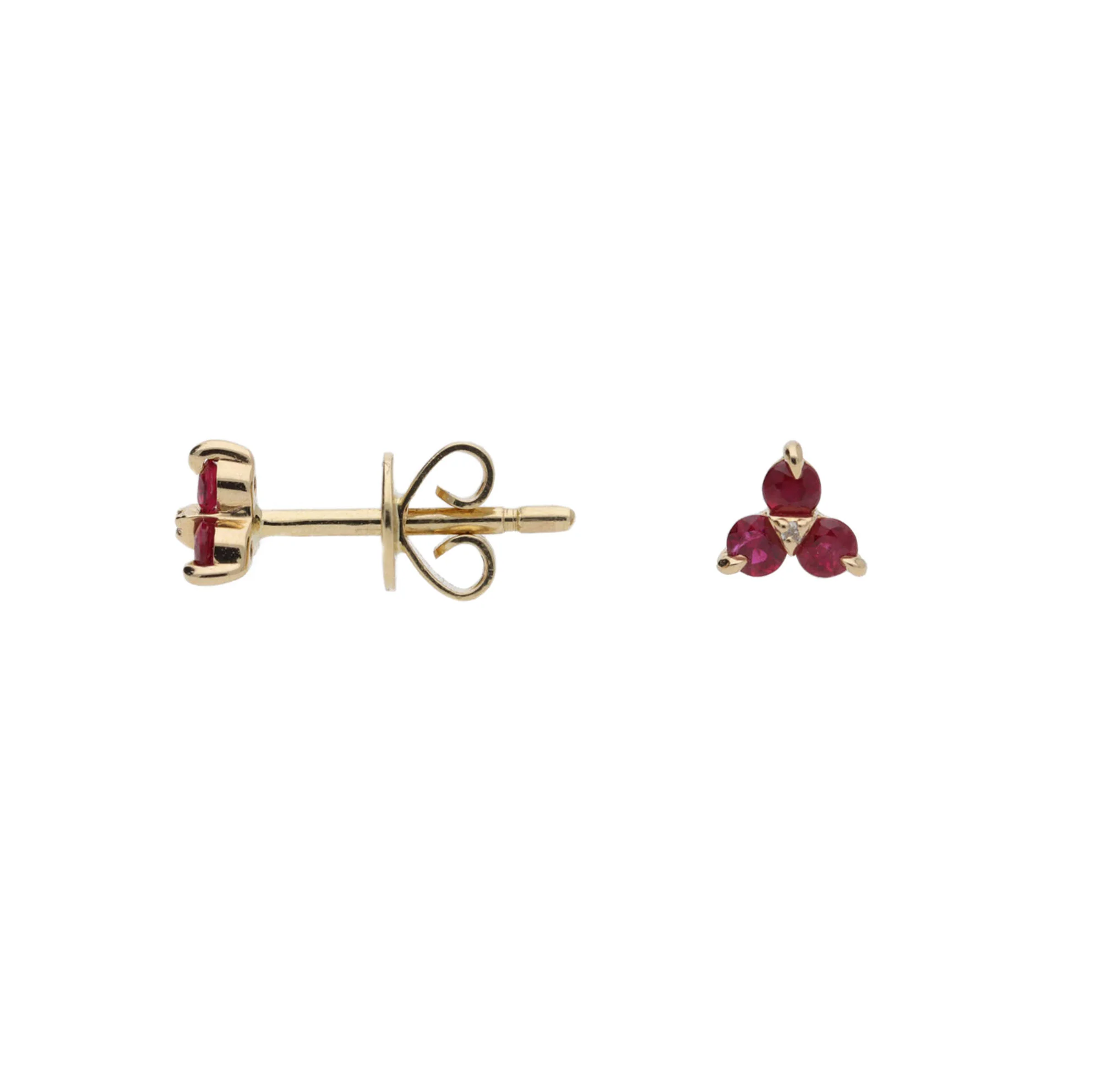 Ruby and Diamond 9ct Yellow Gold Stud Earrings - Image 2