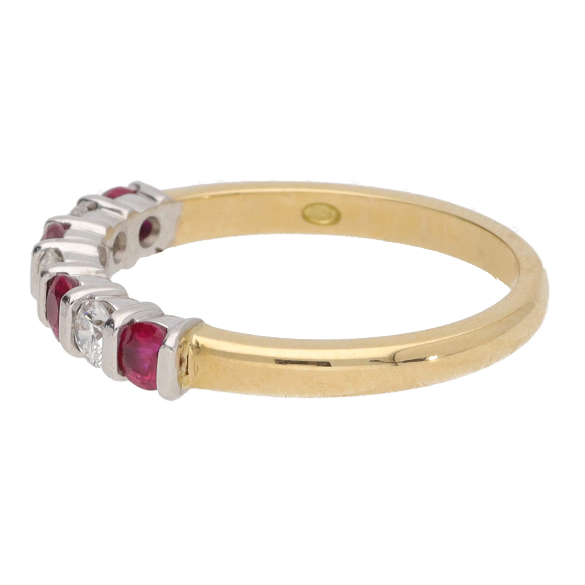 Ruby and Diamond Bar Set 18ct Yellow Gold Half Eternity Ring - Image 3