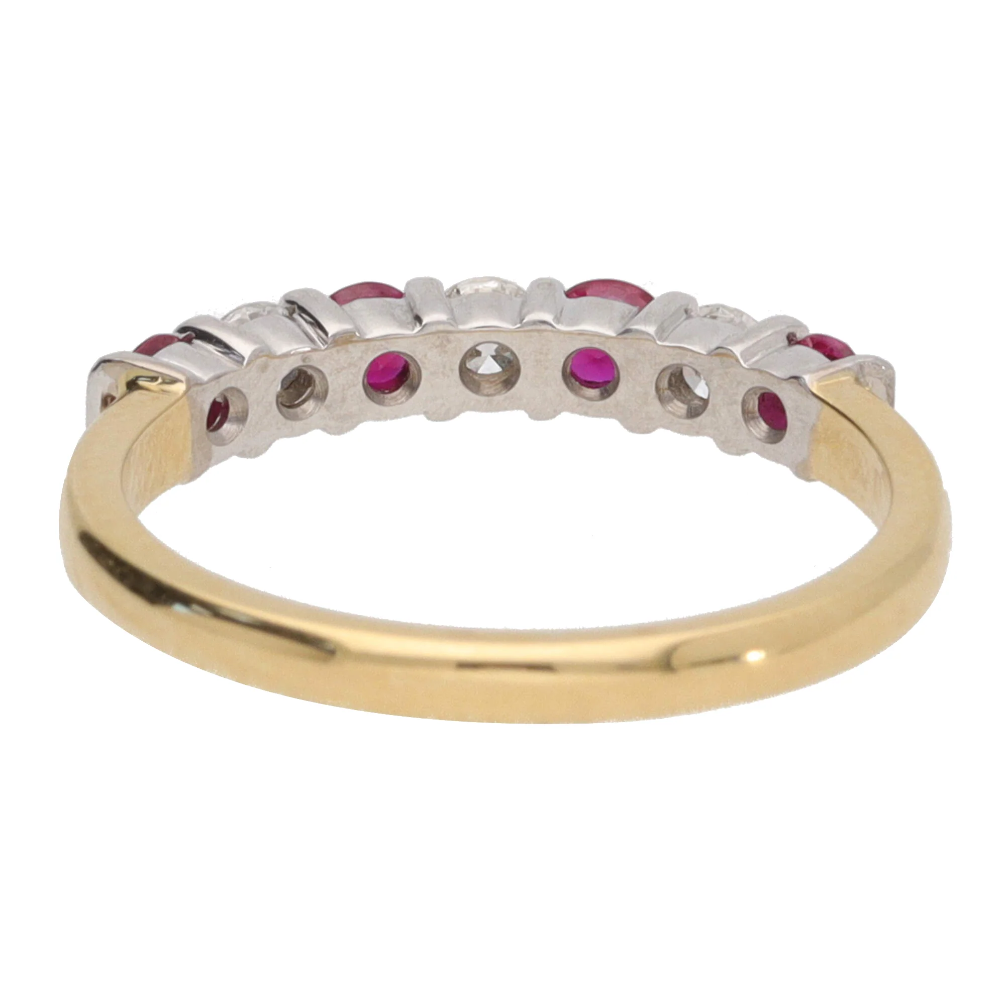 Ruby and Diamond Bar Set 18ct Yellow Gold Half Eternity Ring - Image 4