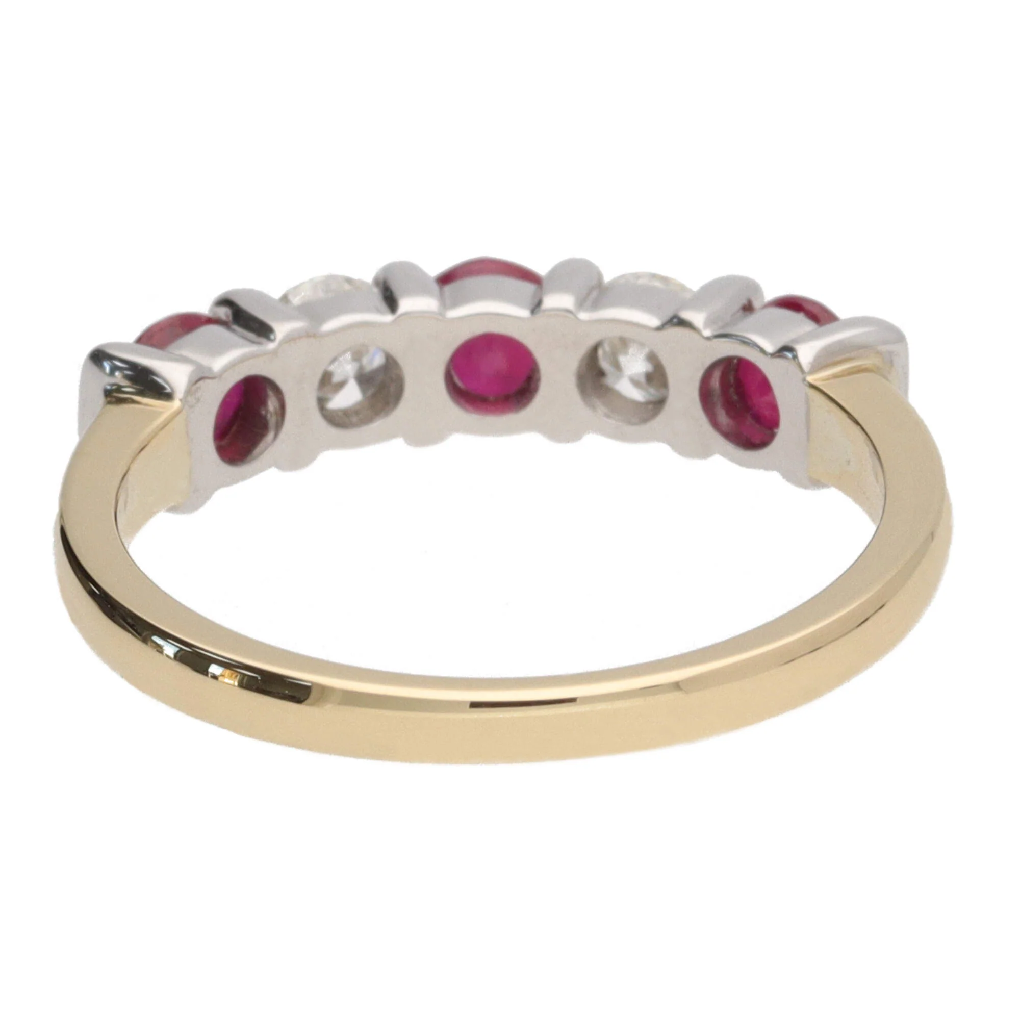 Ruby and Diamond Bar Set 18ct Yellow Gold Half Eternity Ring - Image 3