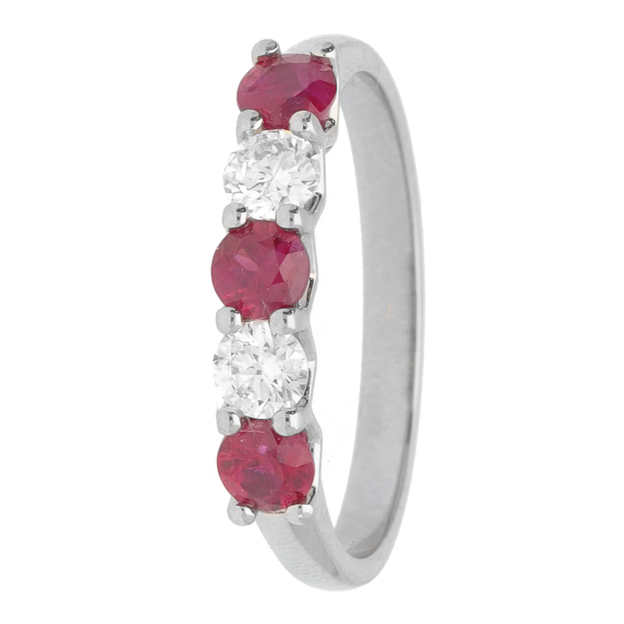 Ruby and Diamond Platinum Half Eternity Ring