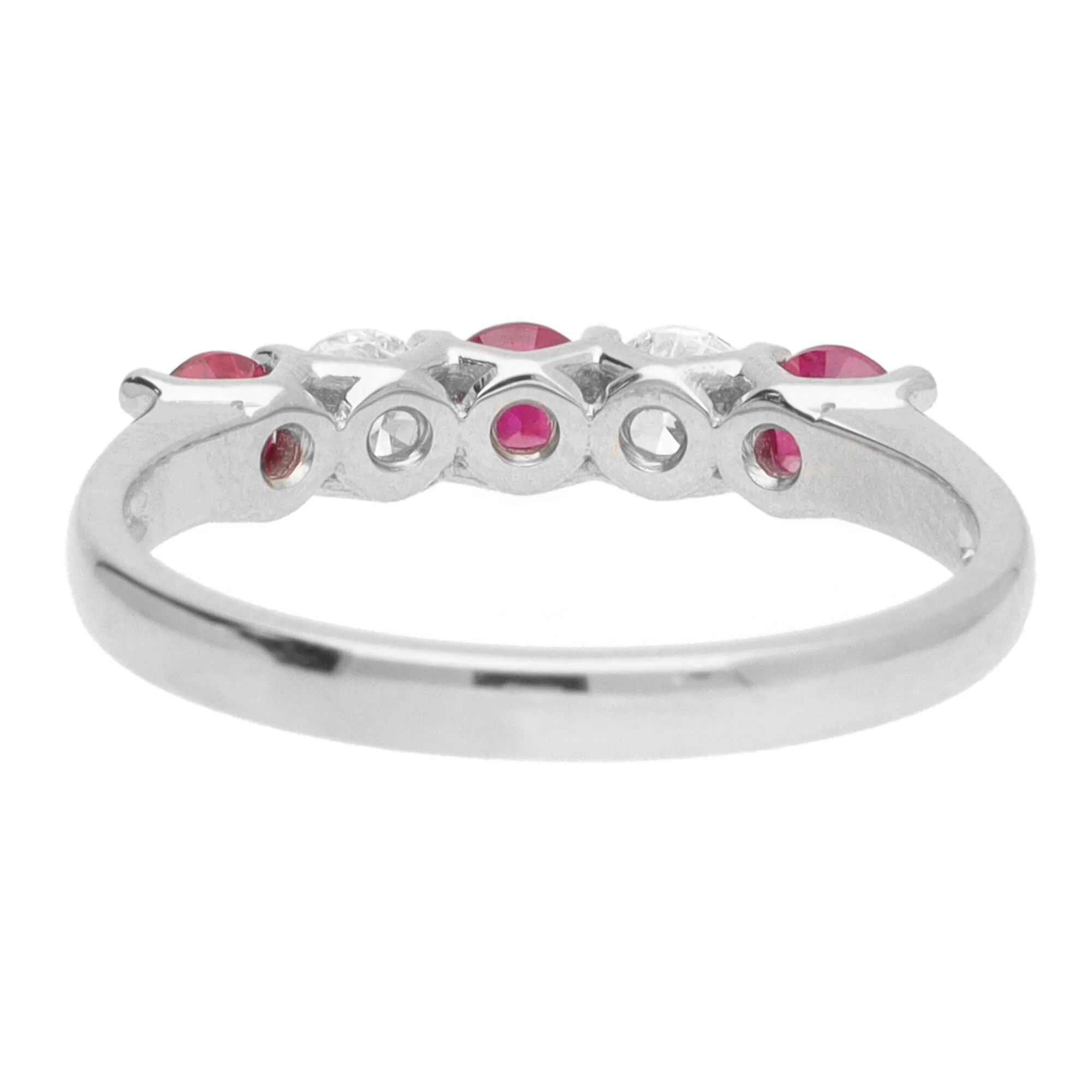 Ruby and Diamond Platinum Half Eternity Ring - Image 4
