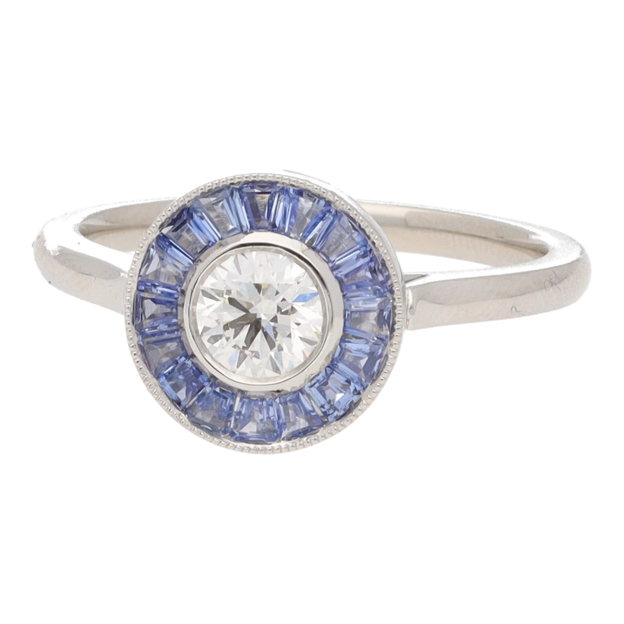Sapphire and Diamond 0.40ct Platinum Halo Ring - Image 3
