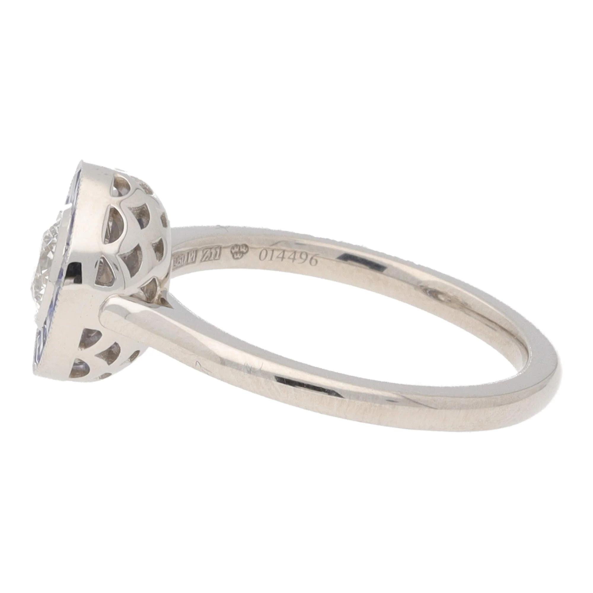 Sapphire and Diamond 0.40ct Platinum Halo Ring - Image 4