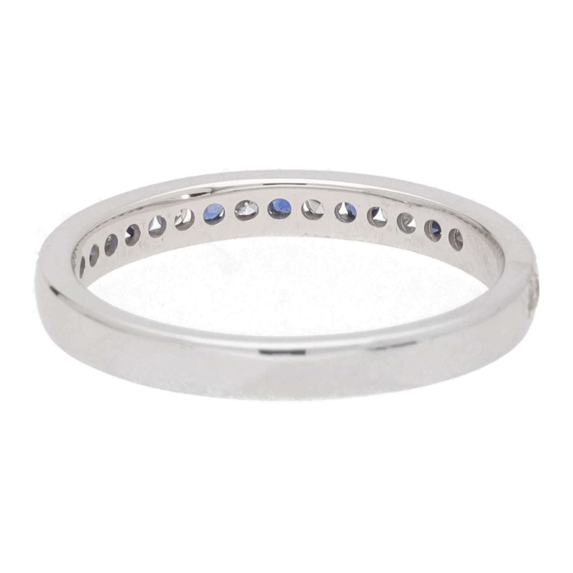 Sapphire and Diamond 18ct White Gold Channel Set Half Eternity Ring - Image 4