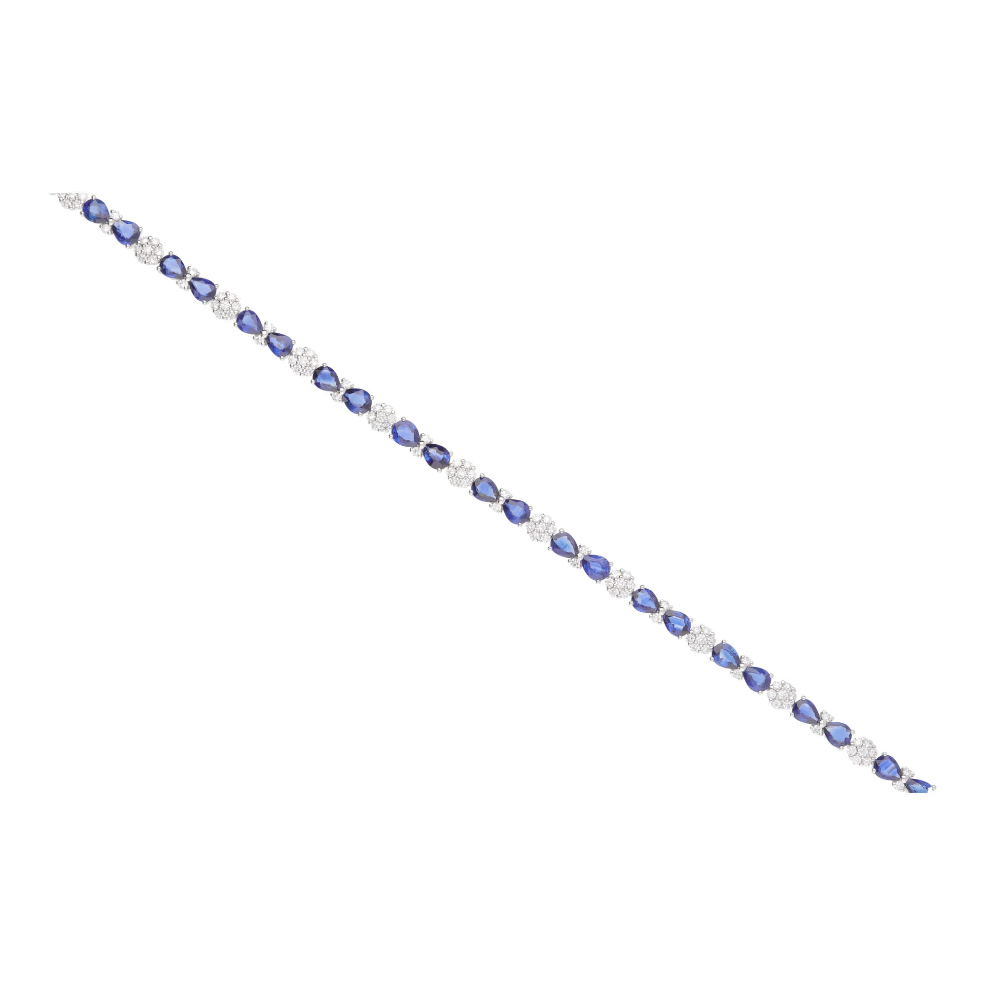 Sapphire and Diamond 18ct White Gold Cluster Bracelet - Image 5