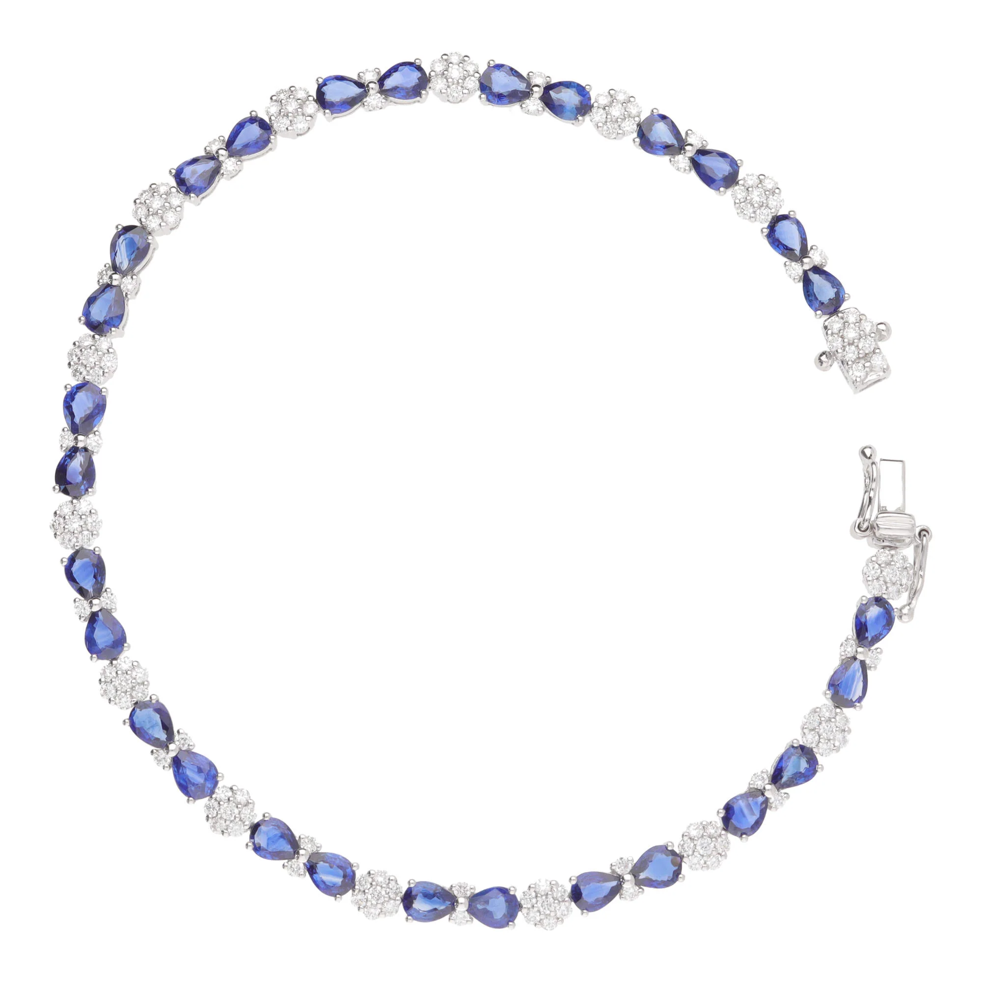 Sapphire and Diamond 18ct White Gold Cluster Bracelet - Image 6
