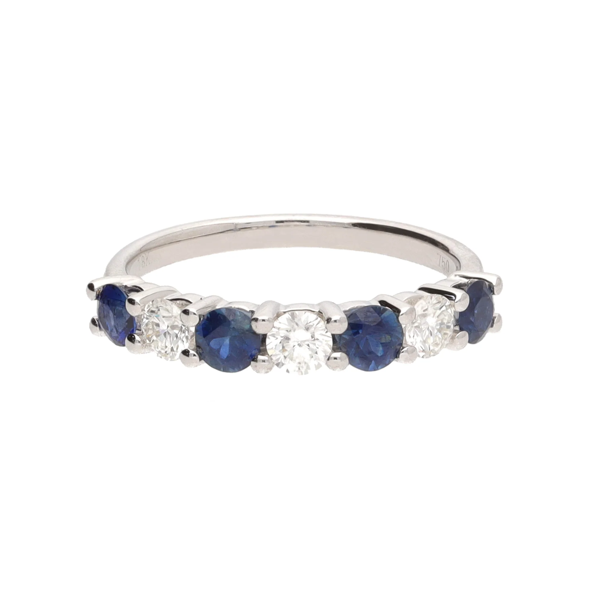 Sapphire and Diamond 18ct White Gold Half Eternity Ring - Image 2