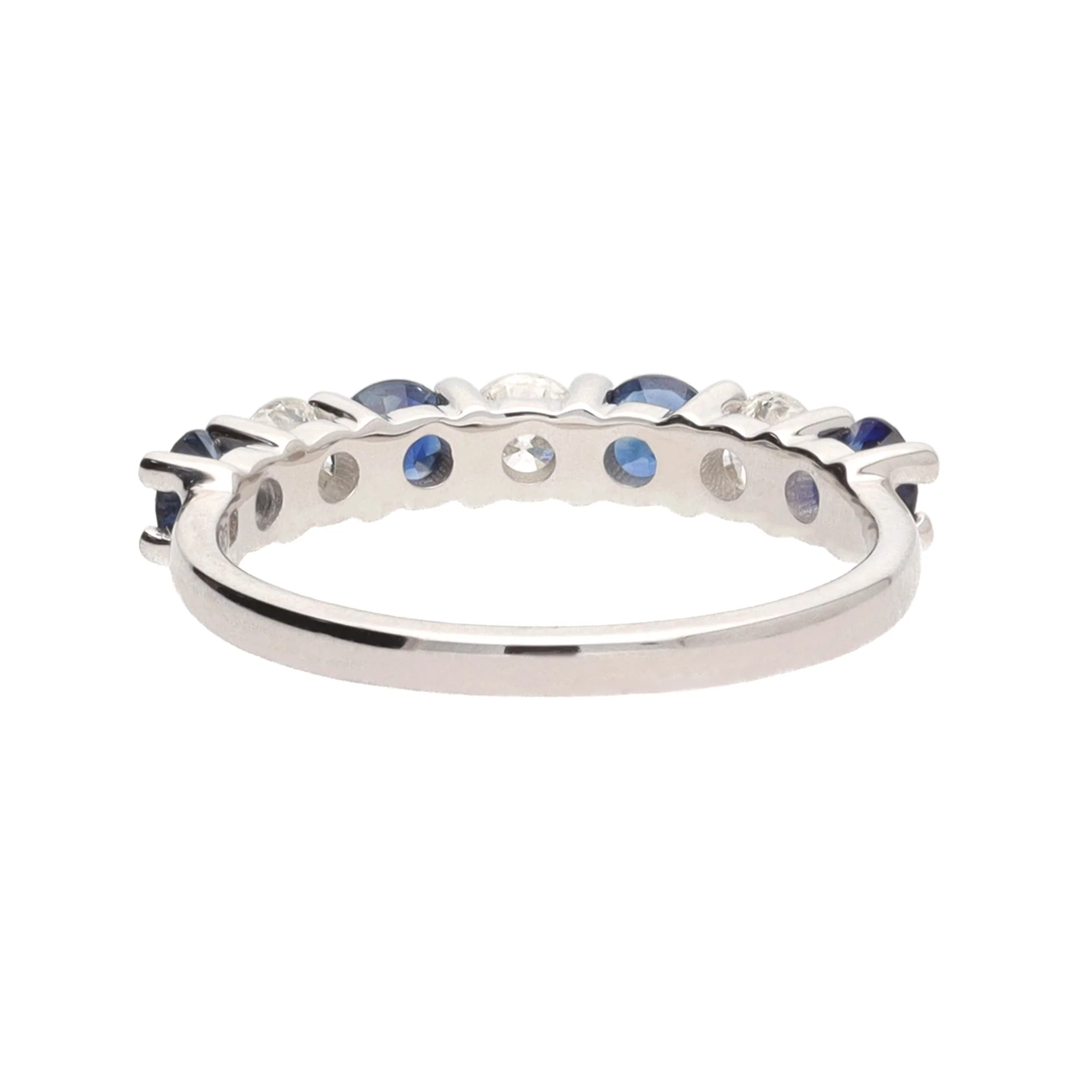 Sapphire and Diamond 18ct White Gold Half Eternity Ring - Image 3
