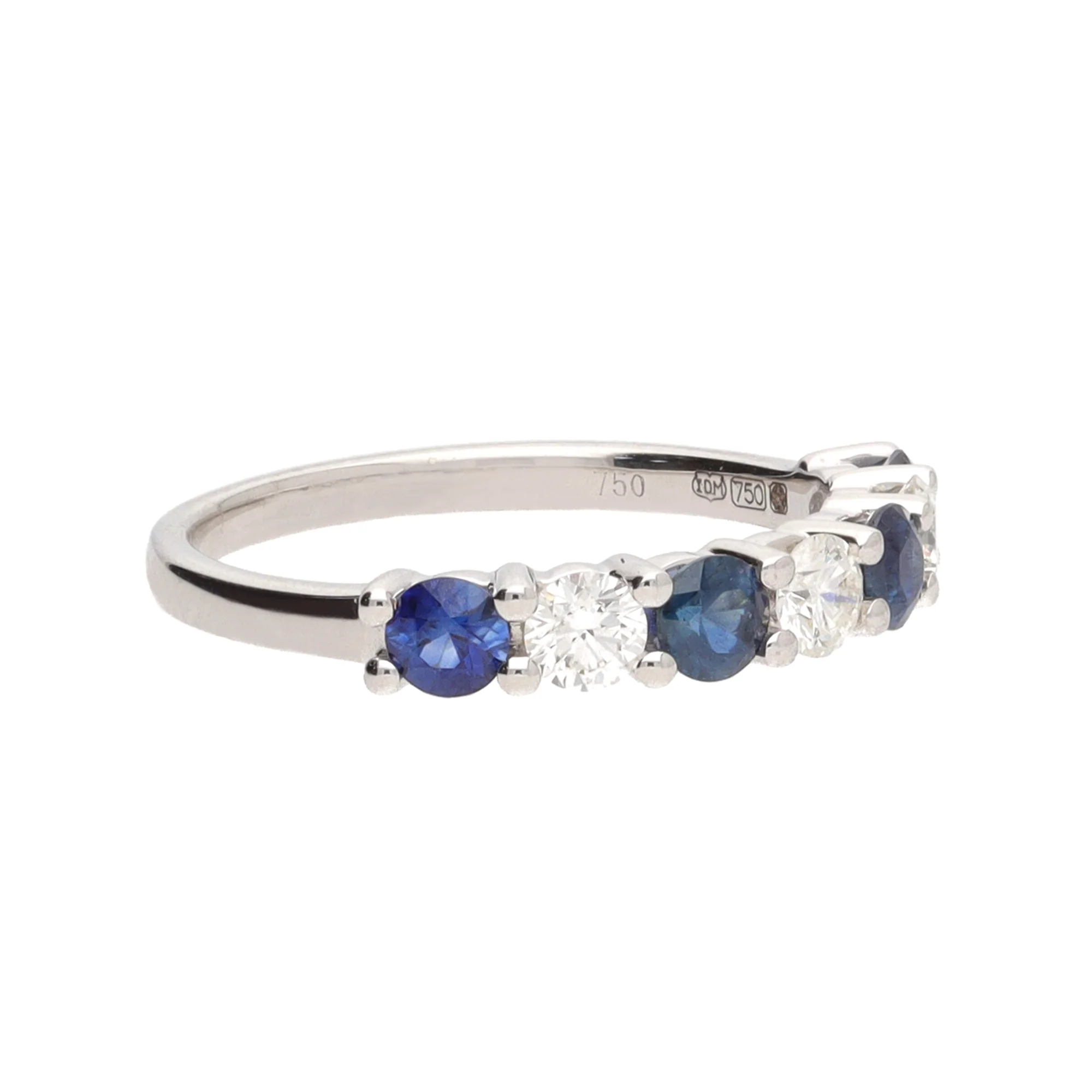 Sapphire and Diamond 18ct White Gold Half Eternity Ring - Image 4