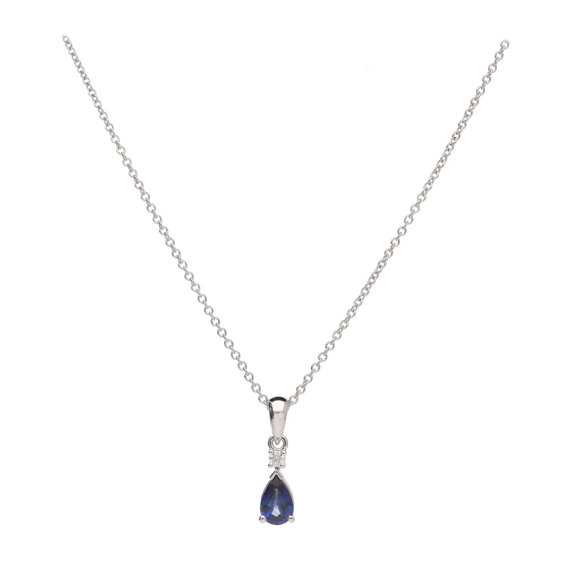 Sapphire and Diamond 18ct White Gold Necklace - Image 2