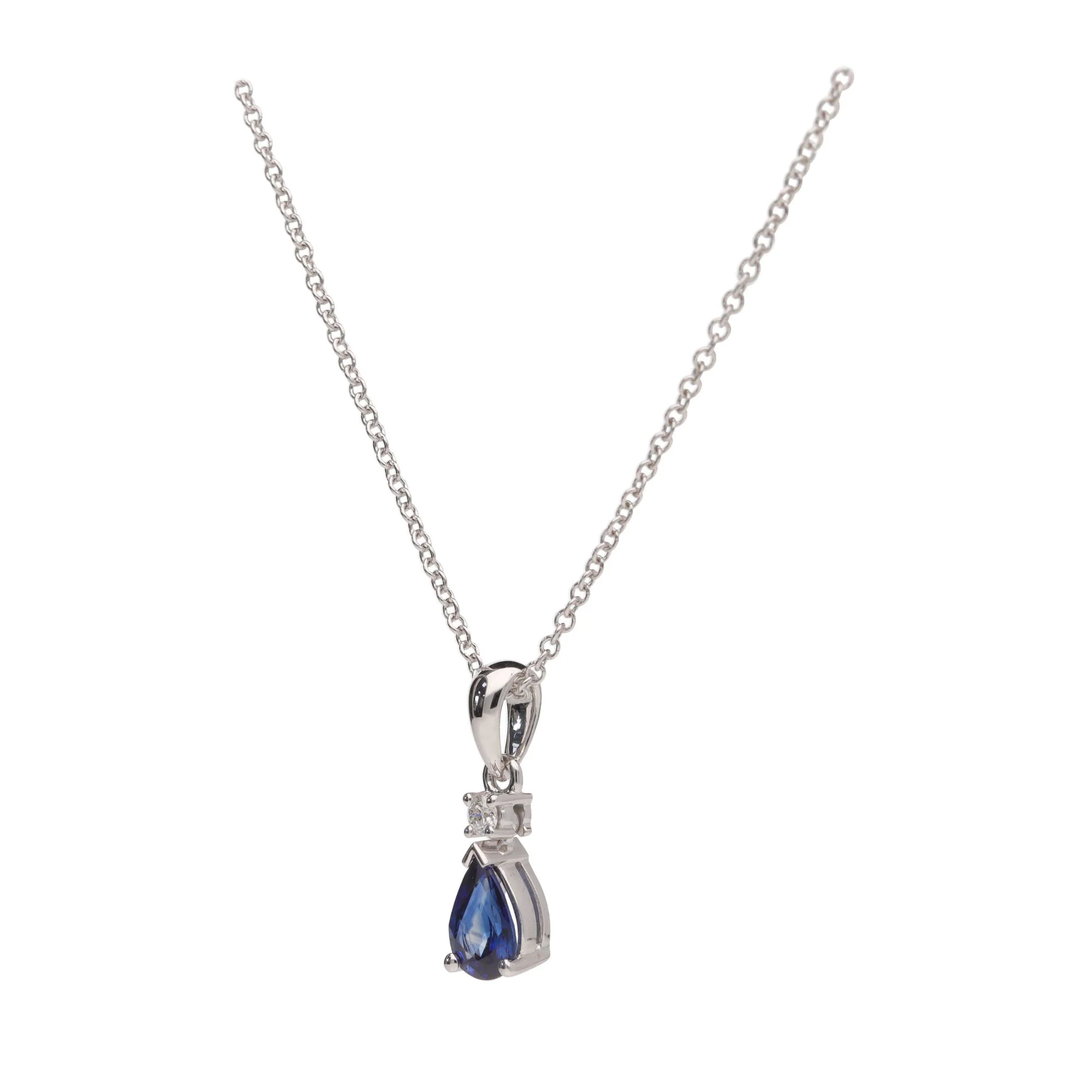 Sapphire and Diamond 18ct White Gold Necklace - Image 3
