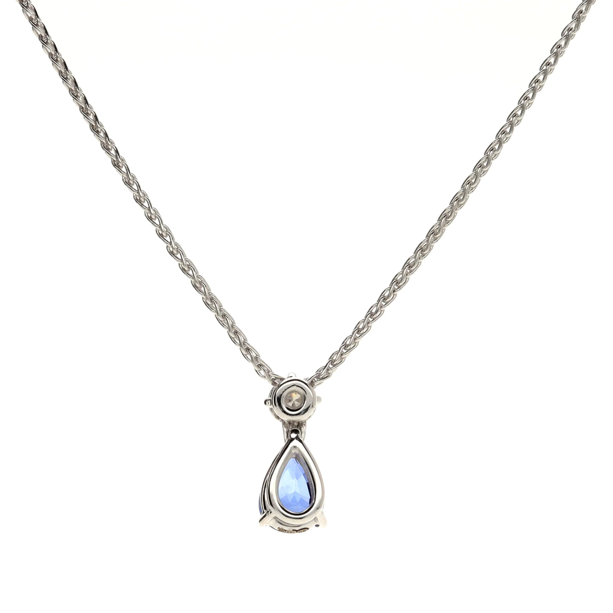 Sapphire and Diamond 18ct White Gold Pear Cut Necklace - Image 2