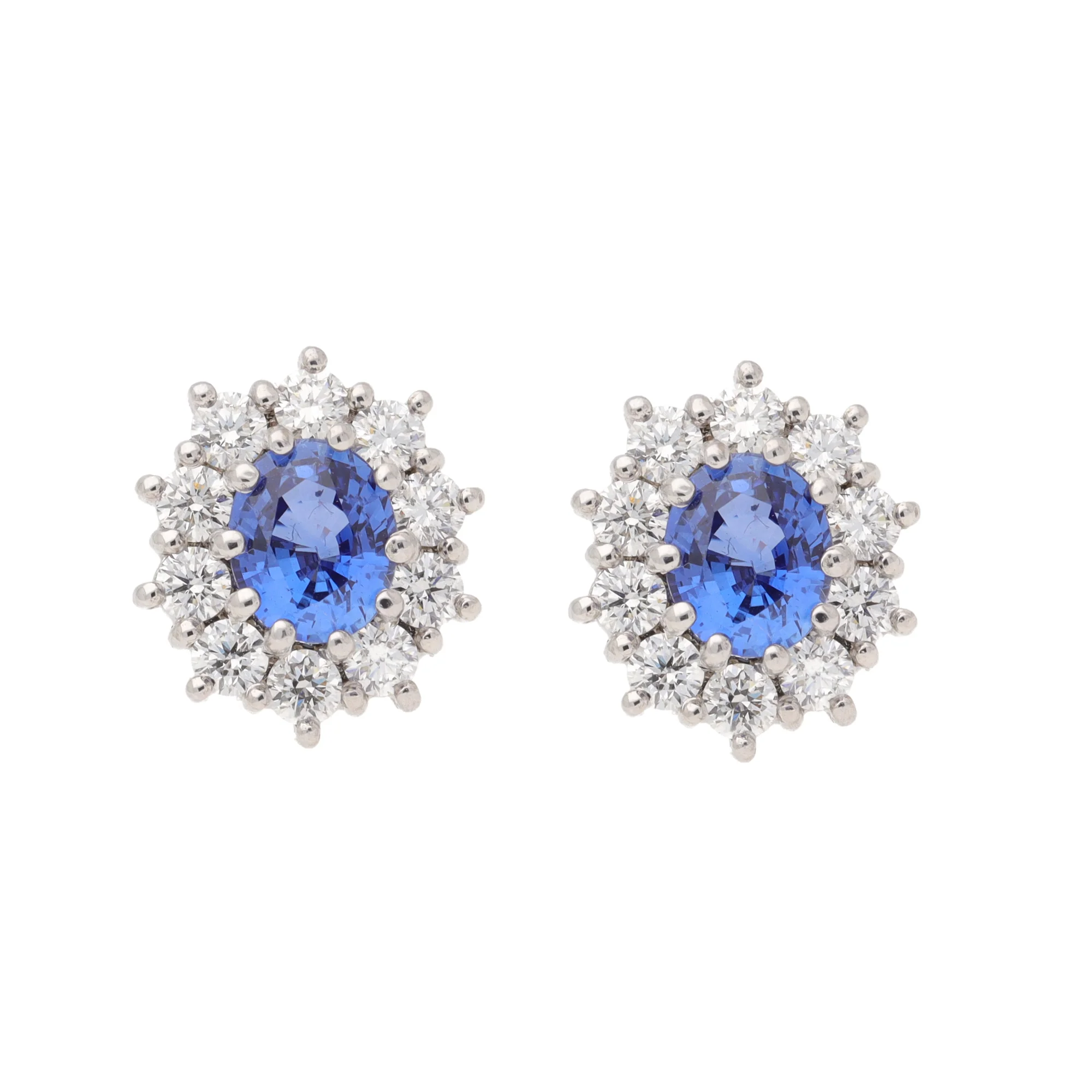 Sapphire and Diamond 18ct Yellow and White Gold Cluster Stud Earrings