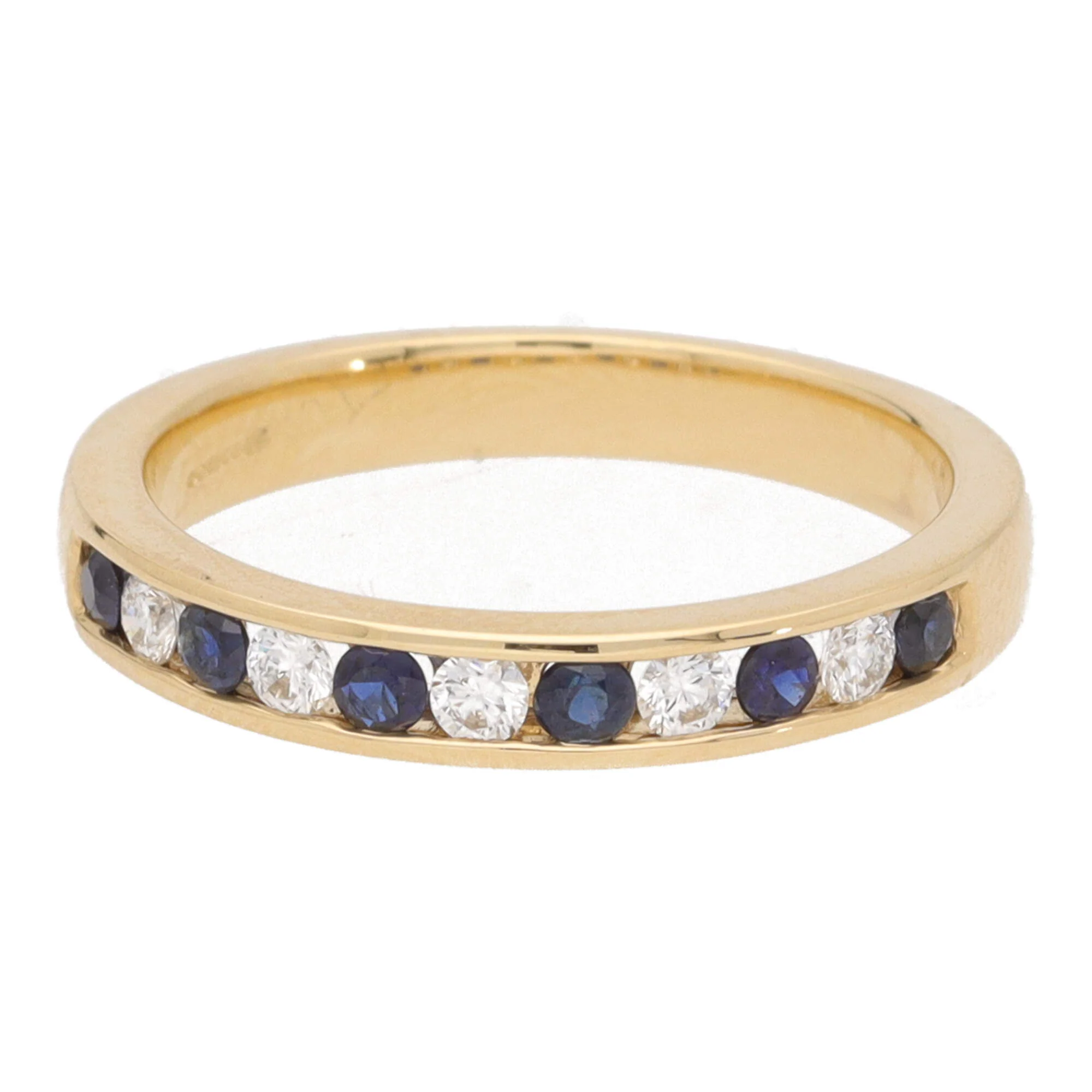 Sapphire and Diamond 18ct Yellow Gold Channel Set Half Eternity Ring - Image 2