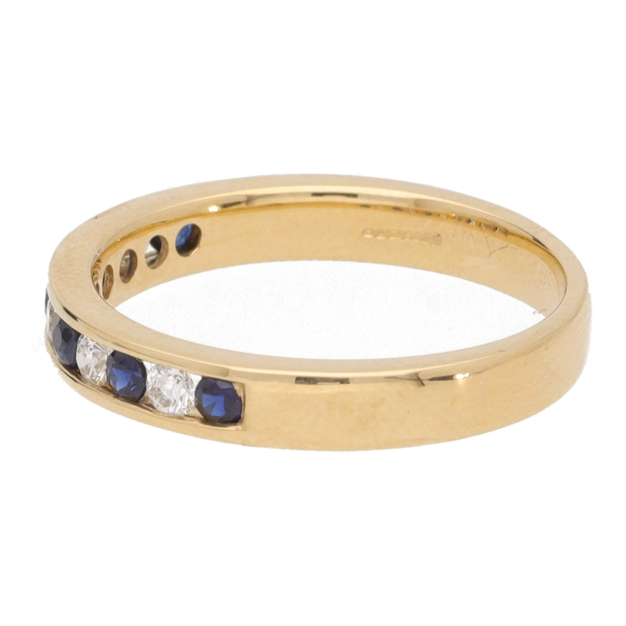 Sapphire and Diamond 18ct Yellow Gold Channel Set Half Eternity Ring - Image 3