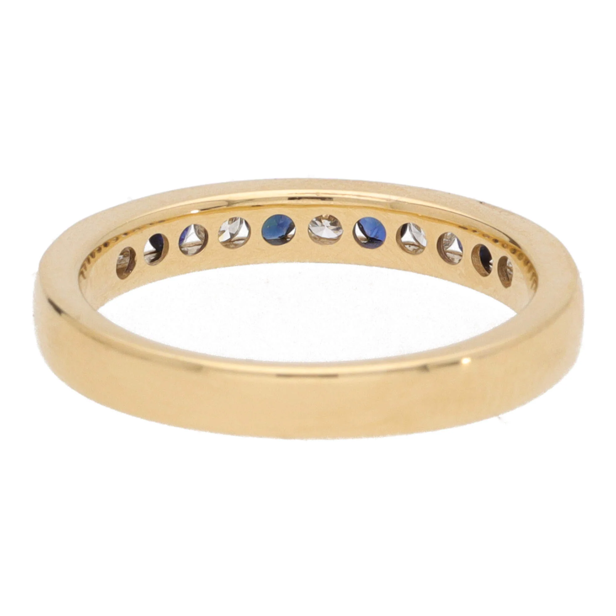 Sapphire and Diamond 18ct Yellow Gold Channel Set Half Eternity Ring - Image 4