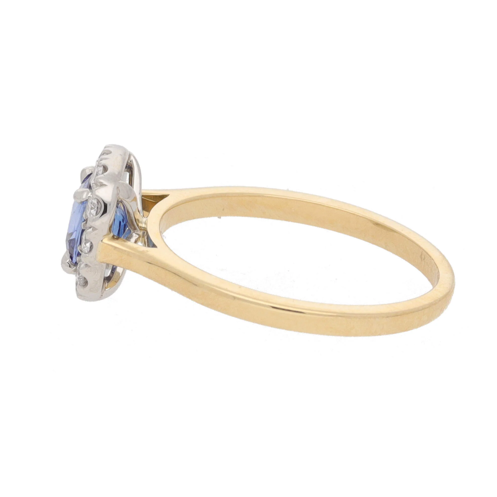 Sapphire and Diamond 18ct Yellow Gold Cushion Cluster Ring - Image 3