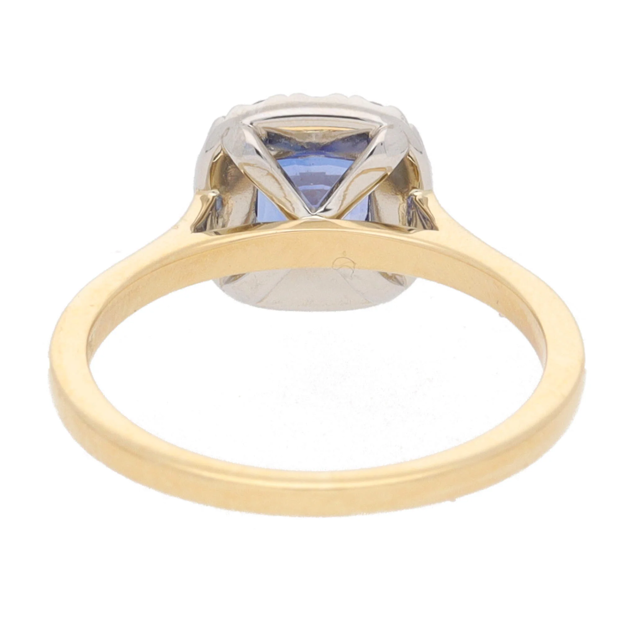 Sapphire and Diamond 18ct Yellow Gold Cushion Cluster Ring - Image 4