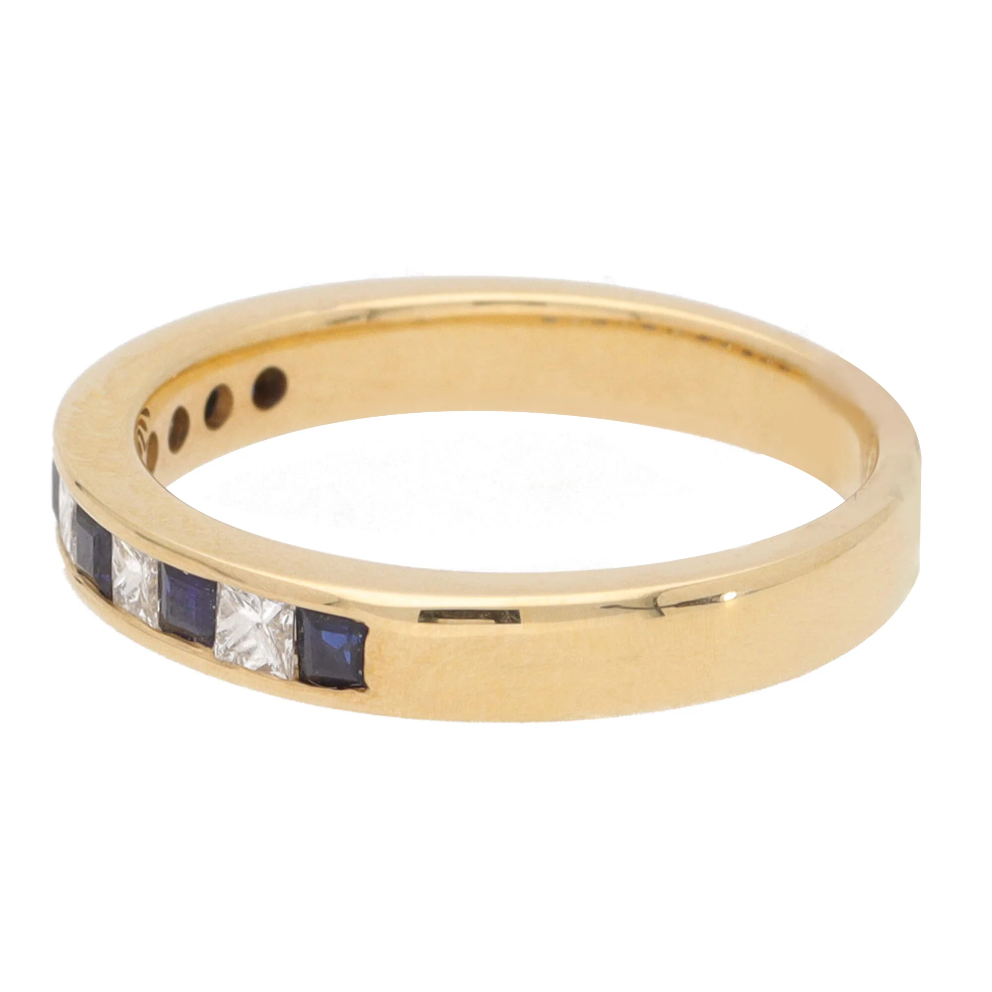 Sapphire and Diamond 18ct Yellow Gold Princess Channel Set Half Eternity Ring - Image 3