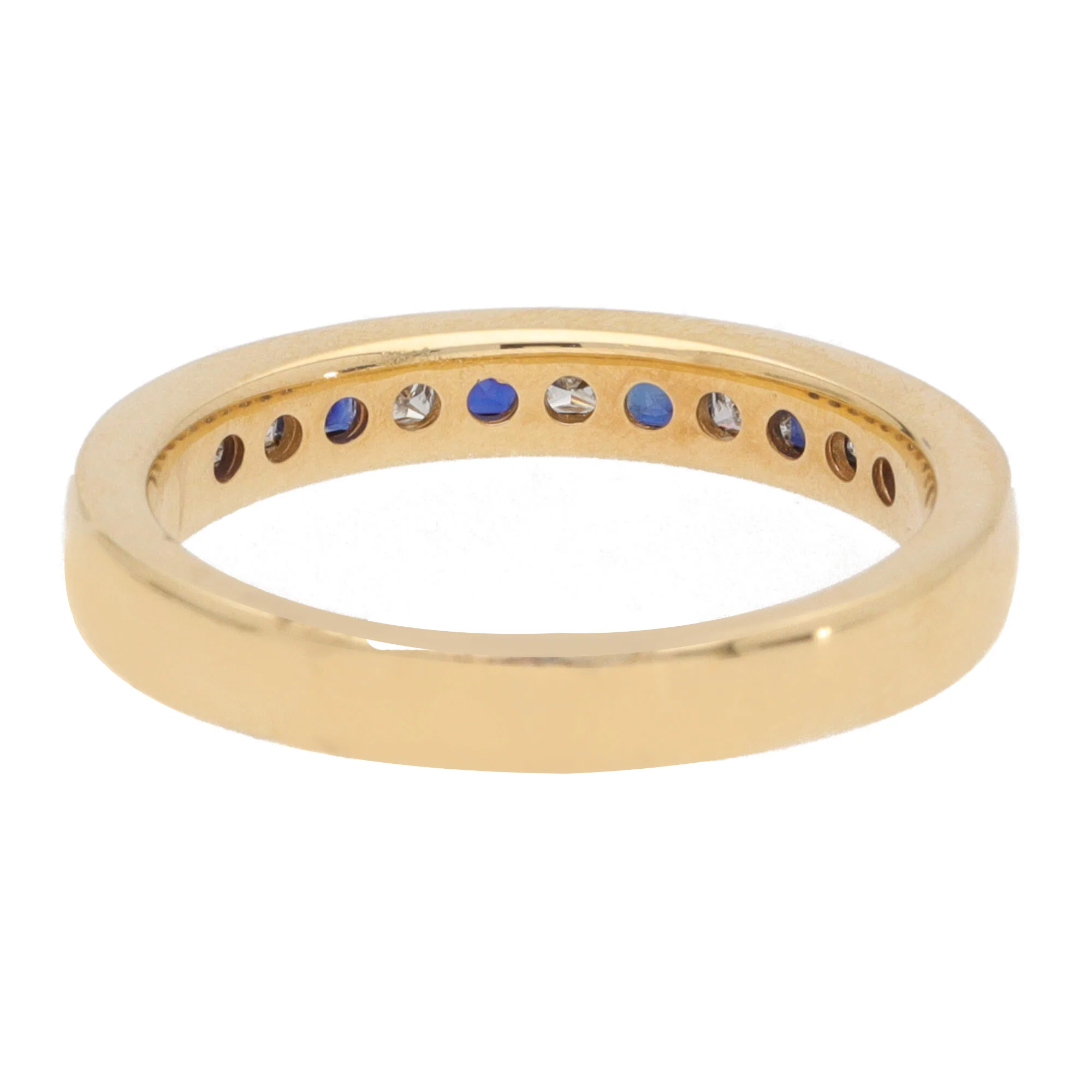 Sapphire and Diamond 18ct Yellow Gold Princess Channel Set Half Eternity Ring - Image 4