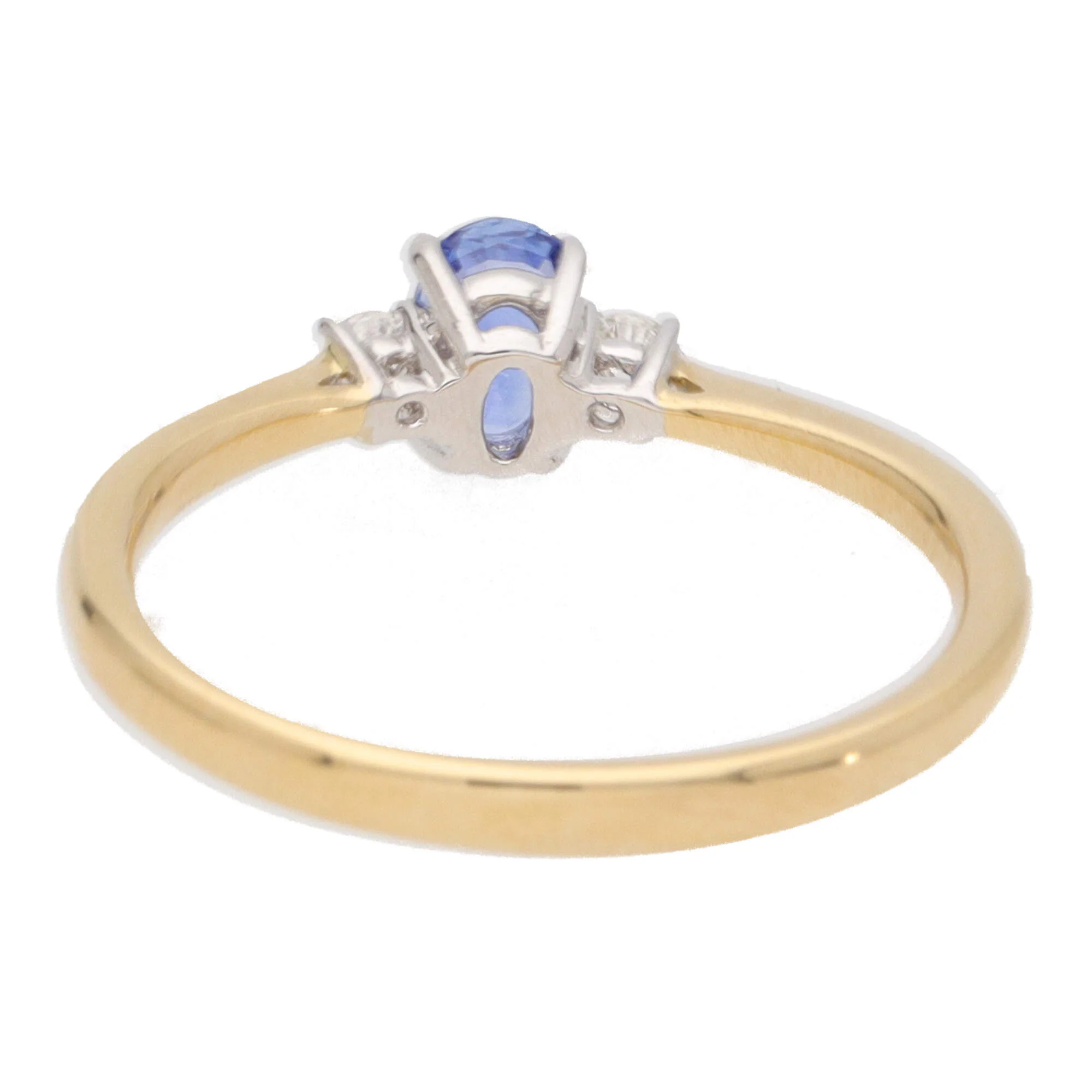 Sapphire and Diamond 18ct Yellow Gold Three Stone Ring (O) - Image 4