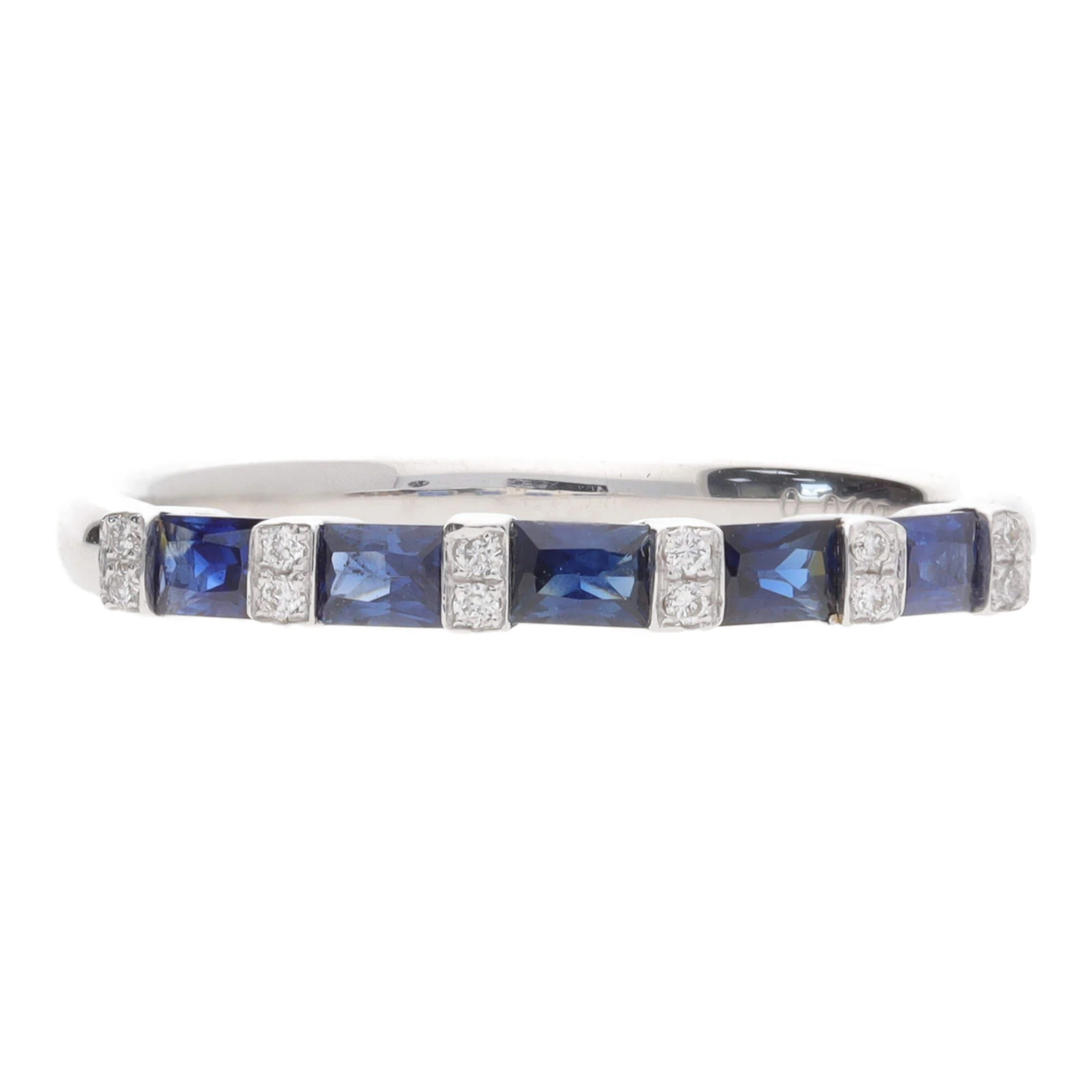 Sapphire and Diamond Baguette 18ct White Gold Half Eternity Ring - Image 2