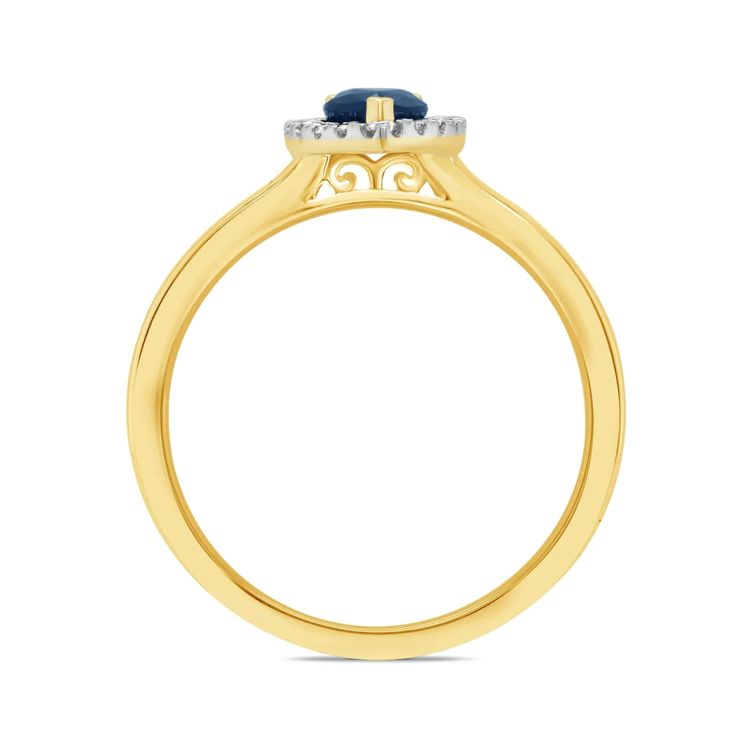 Sapphire and Diamond Cluster 9ct Yellow Gold Ring - Image 2
