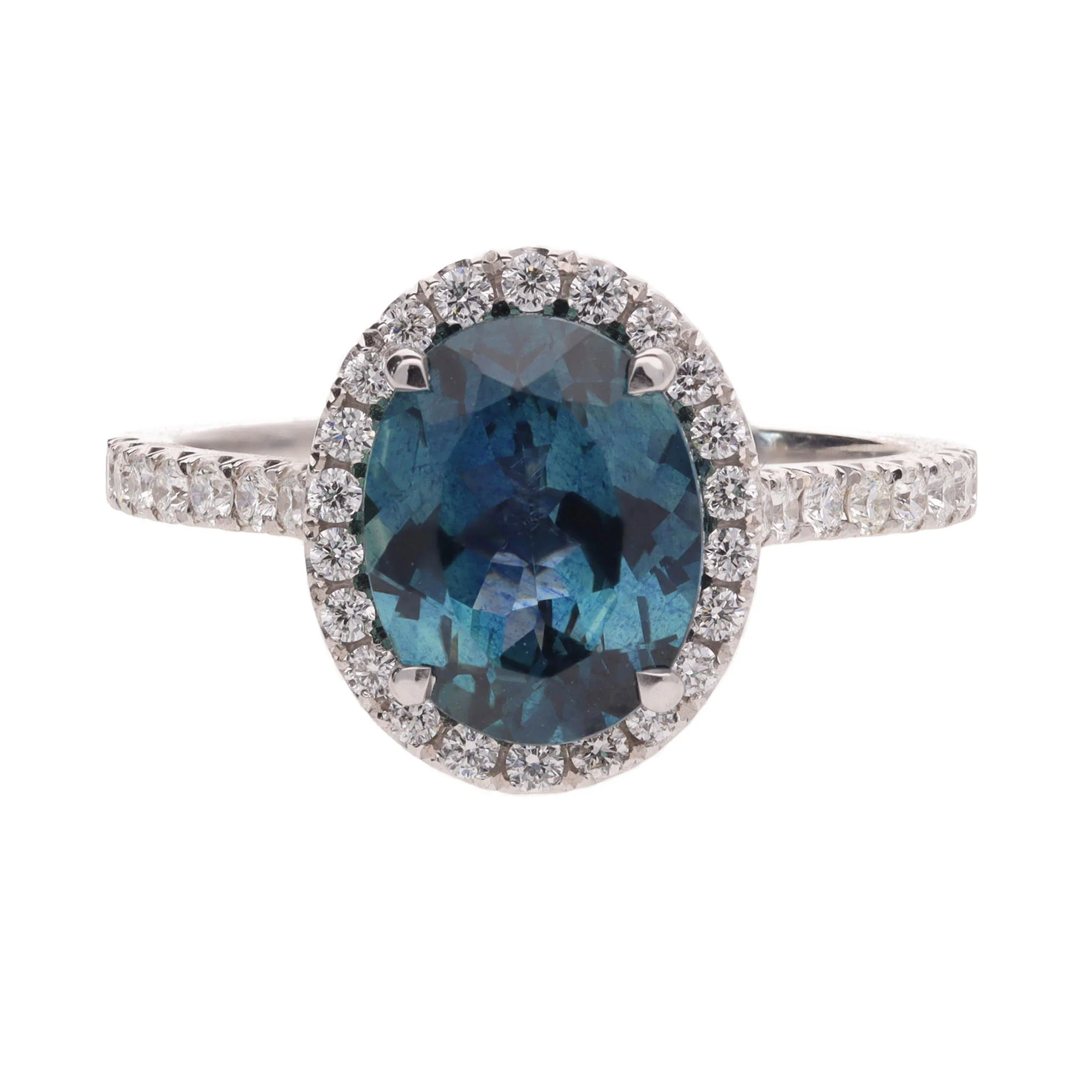 Sapphire and Diamond Pavé 18ct White Gold Ring - Image 2