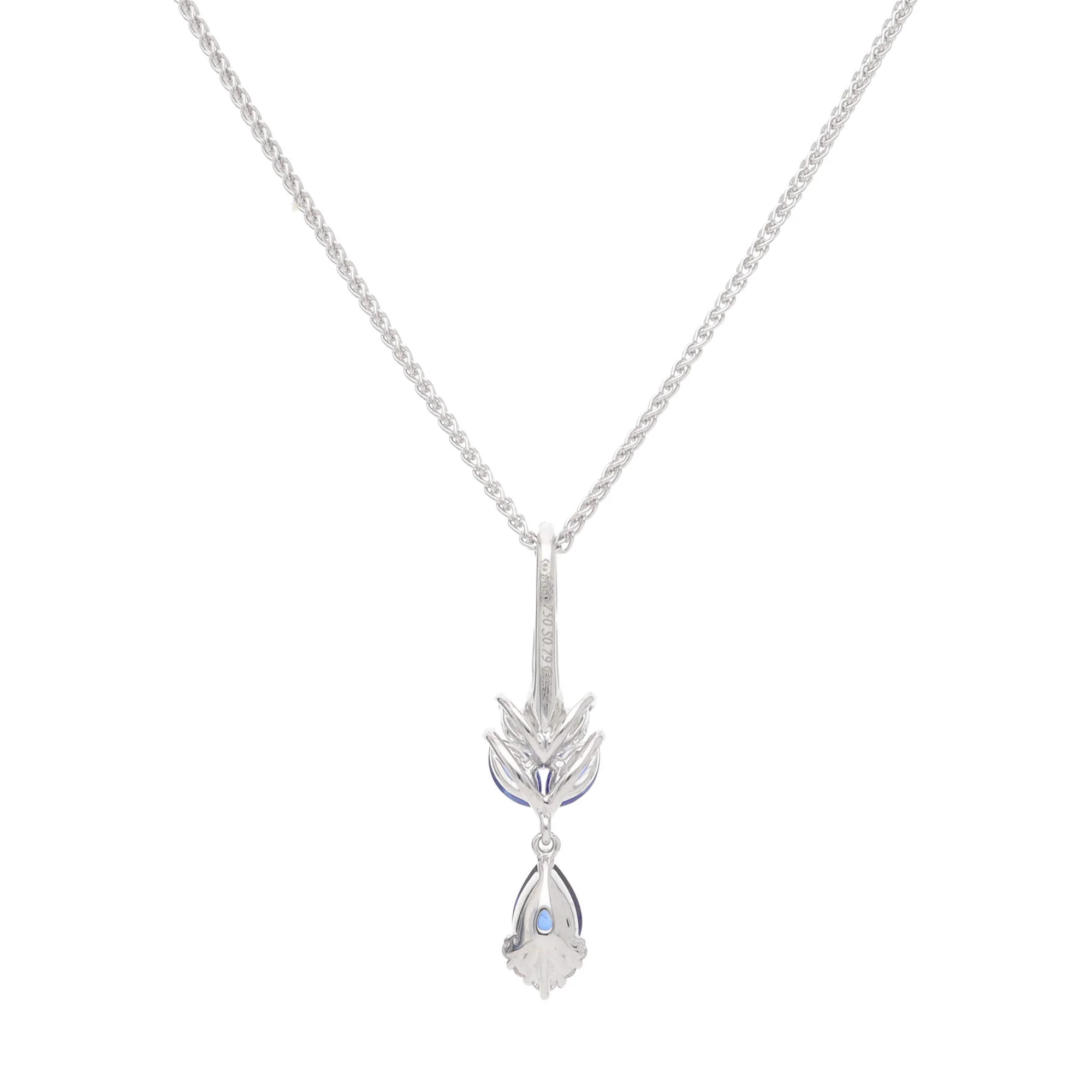 Sapphire and Diamond Pear and Marquise 18ct White Gold Necklace - Image 2
