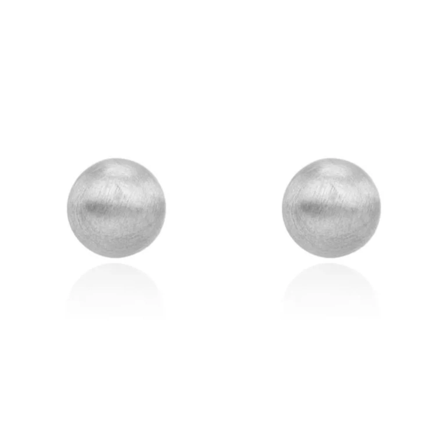 Satin 9ct White Gold Ball Stud Earrings