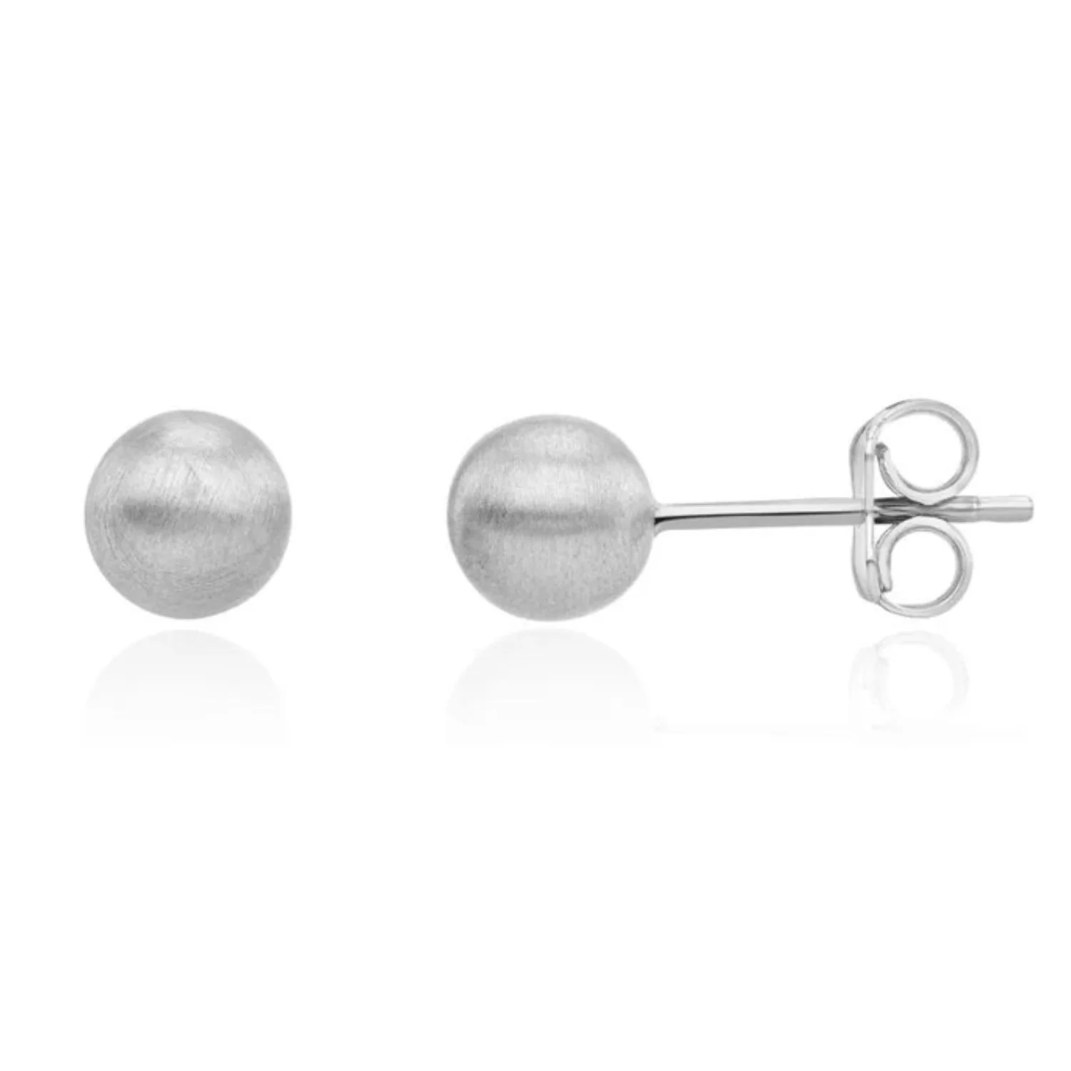 Satin 9ct White Gold Ball Stud Earrings - Image 2