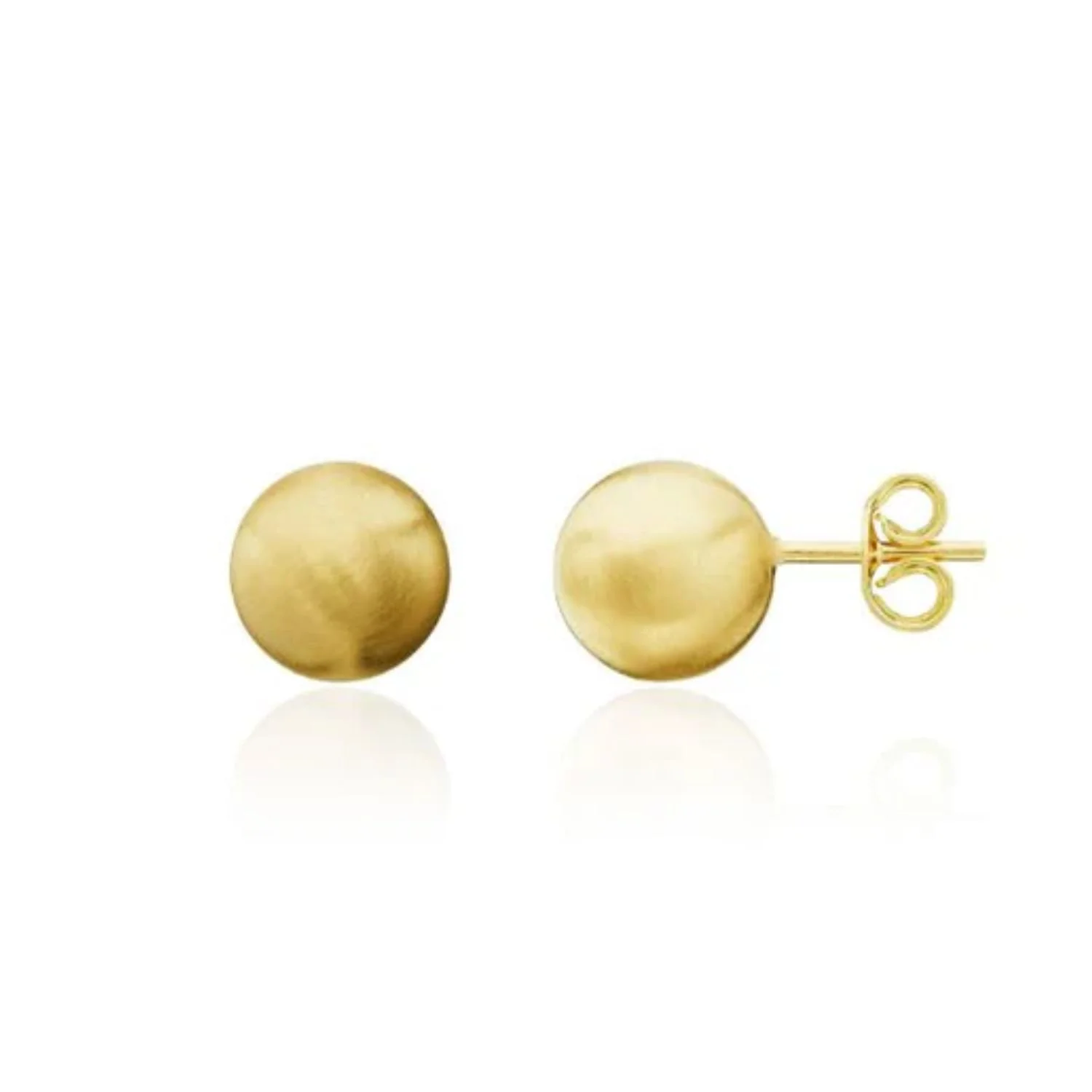 Satin 9ct Yellow Gold Ball Stud Earrings - Image 2