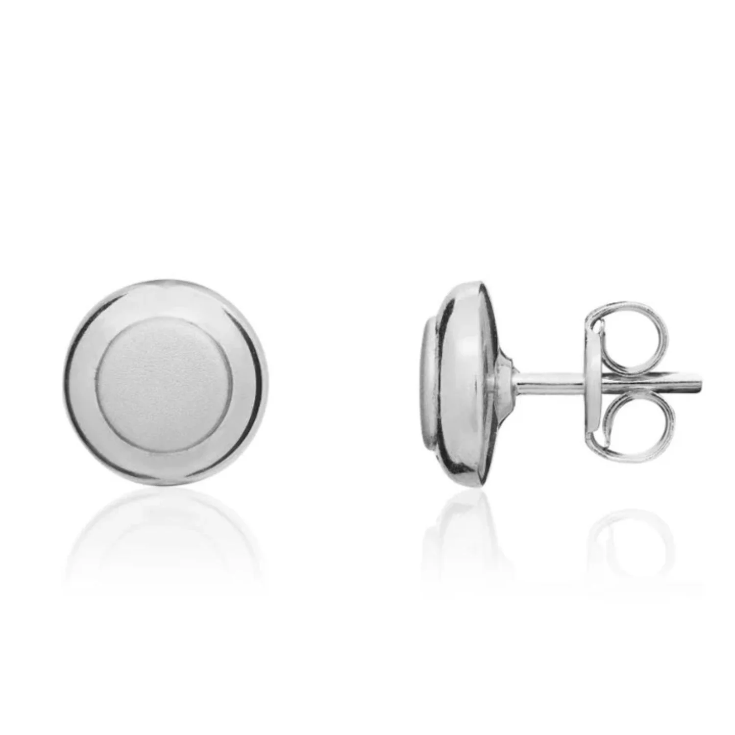 Satin Centre 9ct White Gold Stud Earrings - Image 2