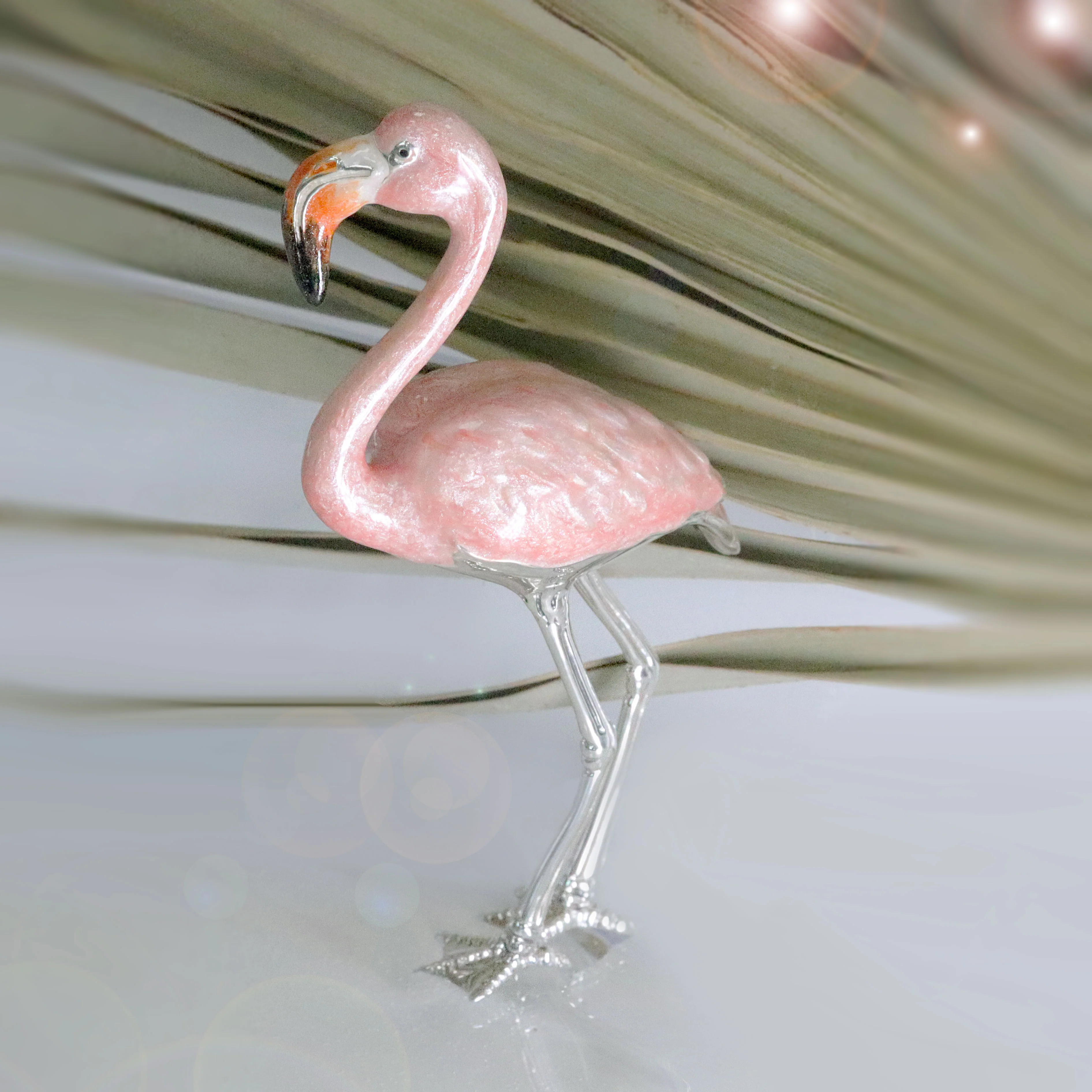 Saturno Silver Enamel Pink Flamingo ST374-2 - Image 3