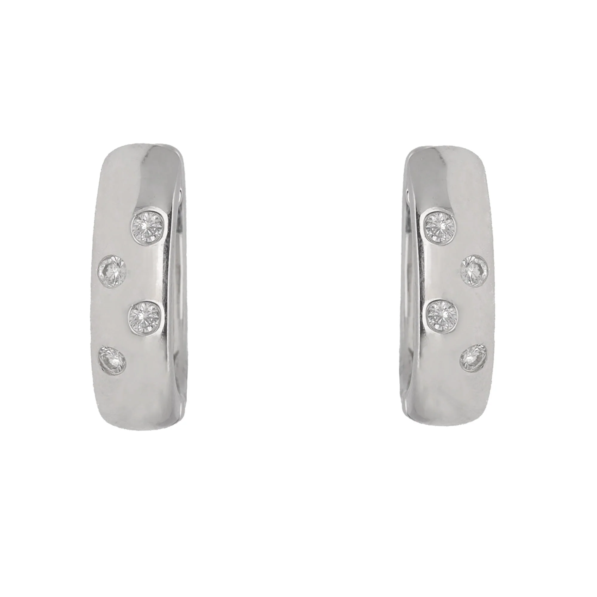 Scattered Diamond 18ct White Gold Hoop Earrings